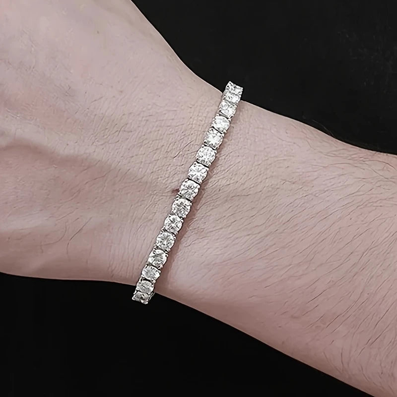 Moissanite Tennis Bracelet for Women - 925 Sterling Silver & 14k Gold Plated - Adjustable Sizes 6-8
