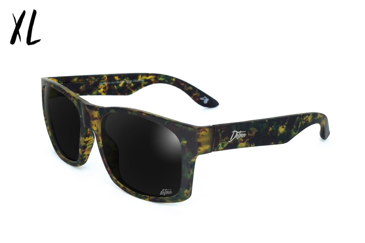 Big Kahuna XL Sunglasses - Green Tortoise Frame with Jet Black Polarized Lenses for Outdoor Sports & Driving