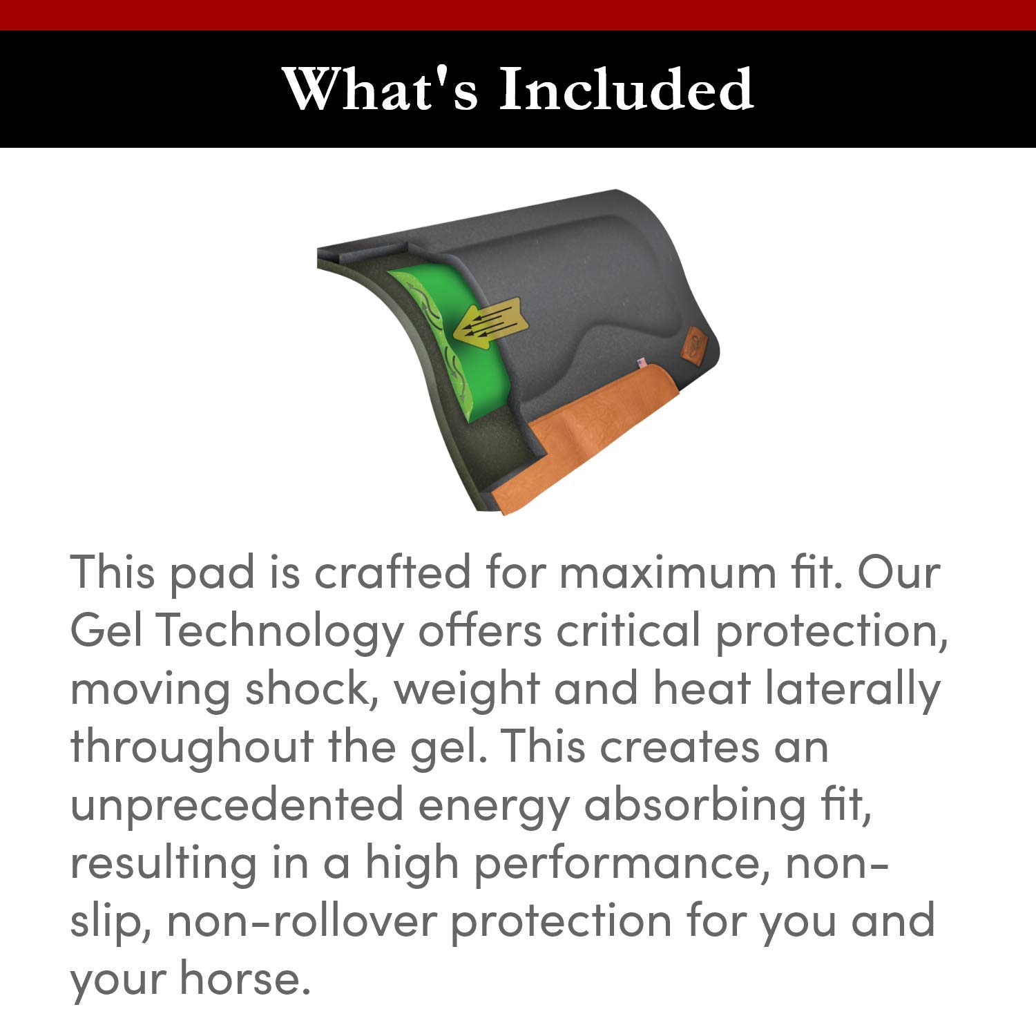 Impact Gel Contour Saddle Pad - Shock Absorbing Horse Riding Pad for Comfort & Performance - Perfect for Trail Riding, Dressage & Jumping