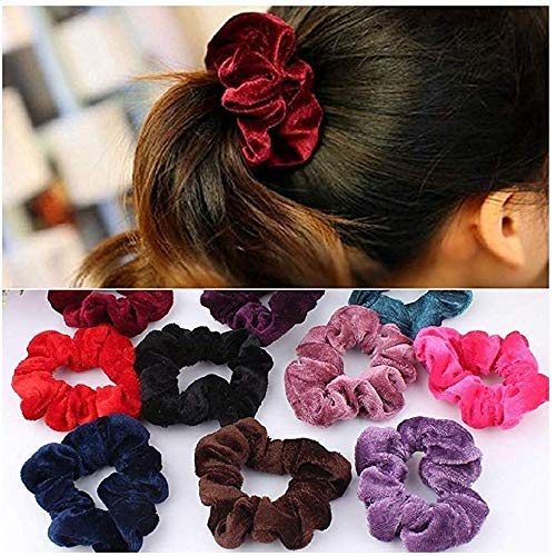 24-Pack Multicolor Velvet Scrunchies Hair Bands for Women & Girls - Soft Elastic Hair Ties for Ponytails, Workouts, and Everyday Styling