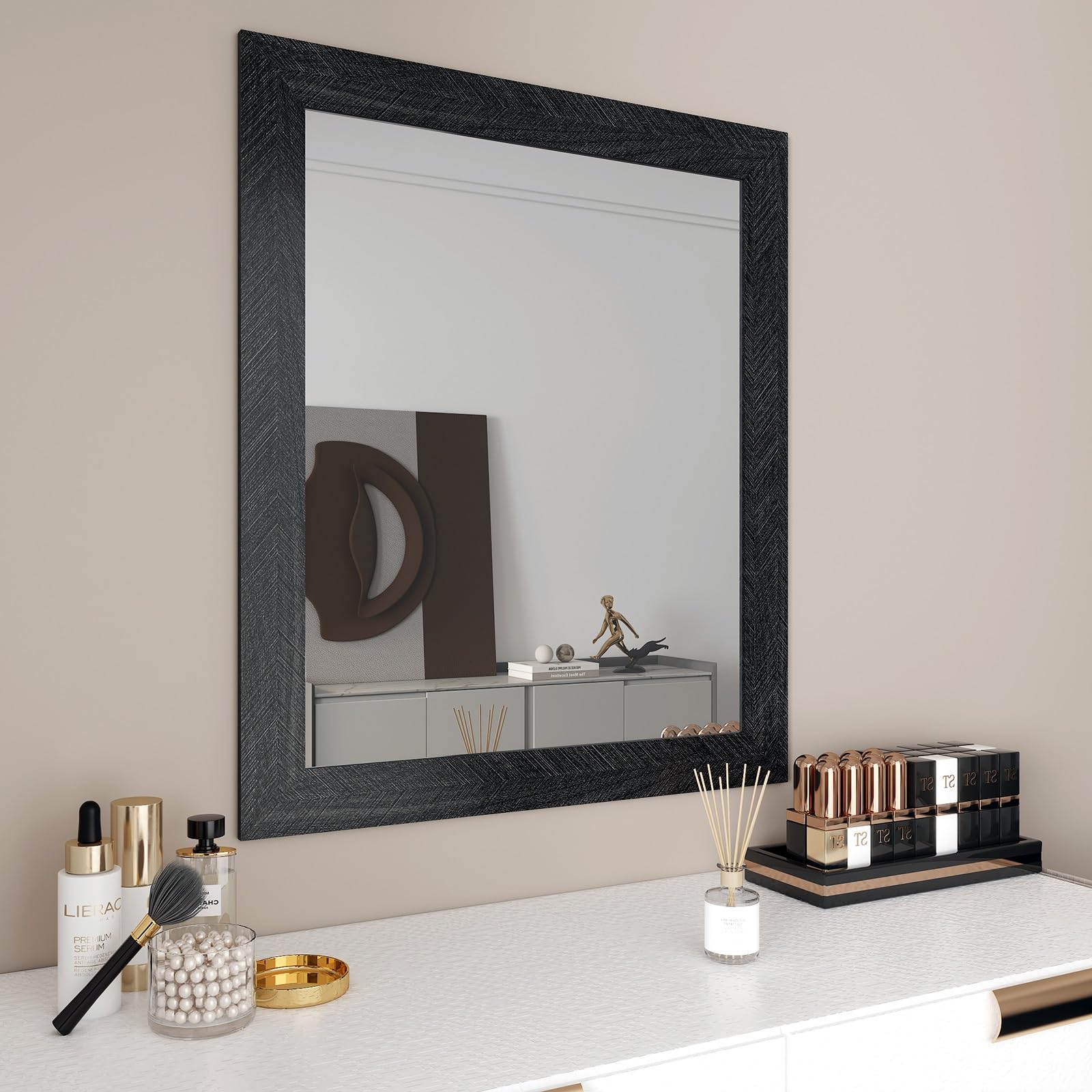 YENHOME Black Wood Grain Peel and Stick Wallpaper Border - 3