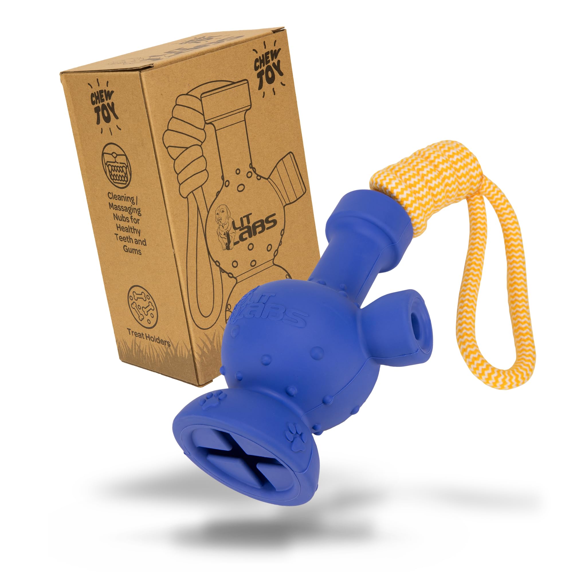 Durable Dog Tug Toy with Rope - Interactive Treat Dispensing Chew Toy for All Breeds & Sizes - Fun Rubber Tug-of-War Toy (Blue & Orange) - Perfect for Playtime, Training & Bonding with Your Dog