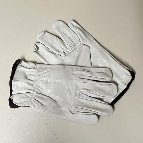 12-Pair Cowhide Grain Leather Work Gloves - Durable Safety Gloves for Driving, Construction & Outdoor Use (Size Large)