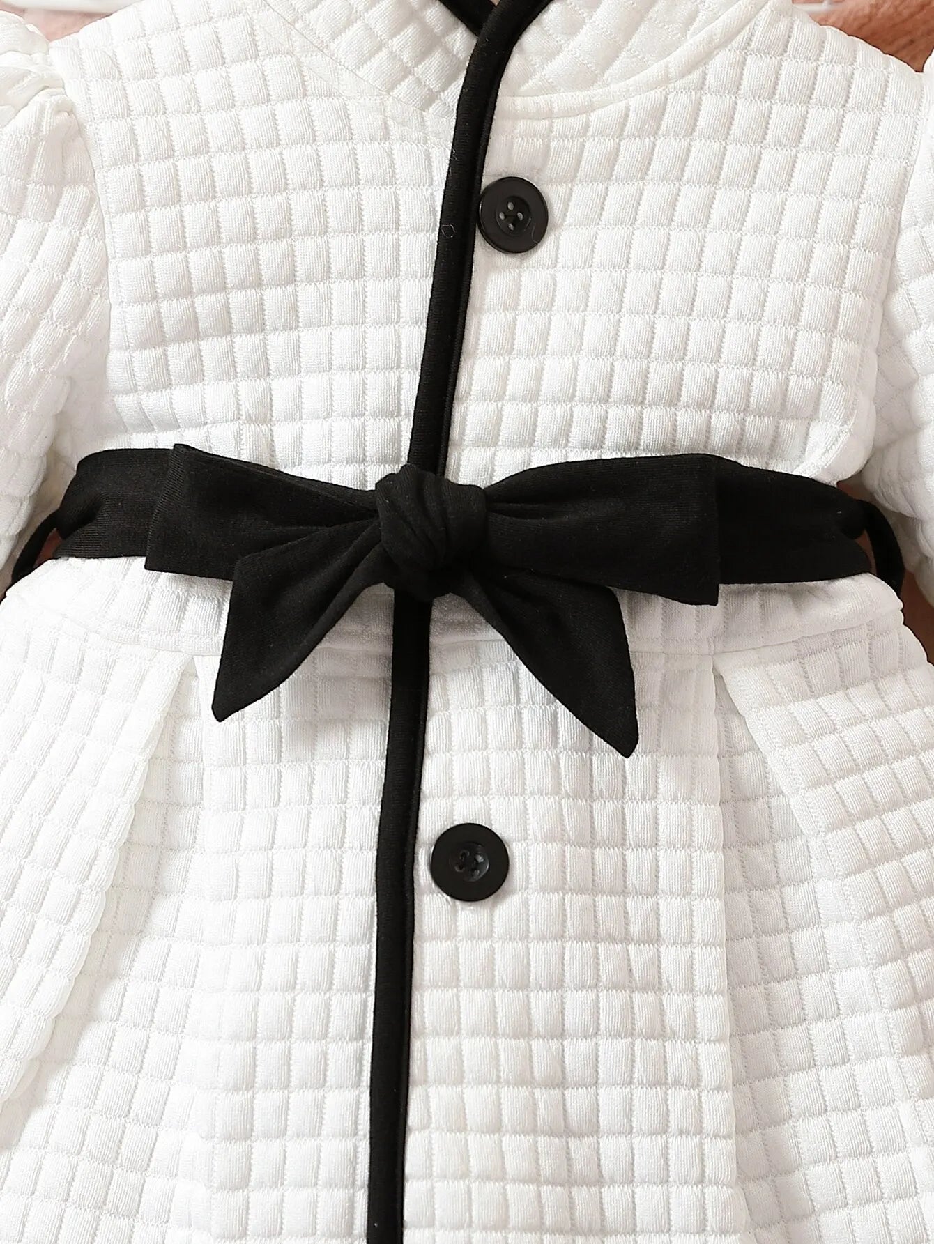 Baby Girls' Winter Thermal Belted Dress Set with Princess Coat - Classic Black & White Contrast Cardigan for Holiday Parties & Family Photos