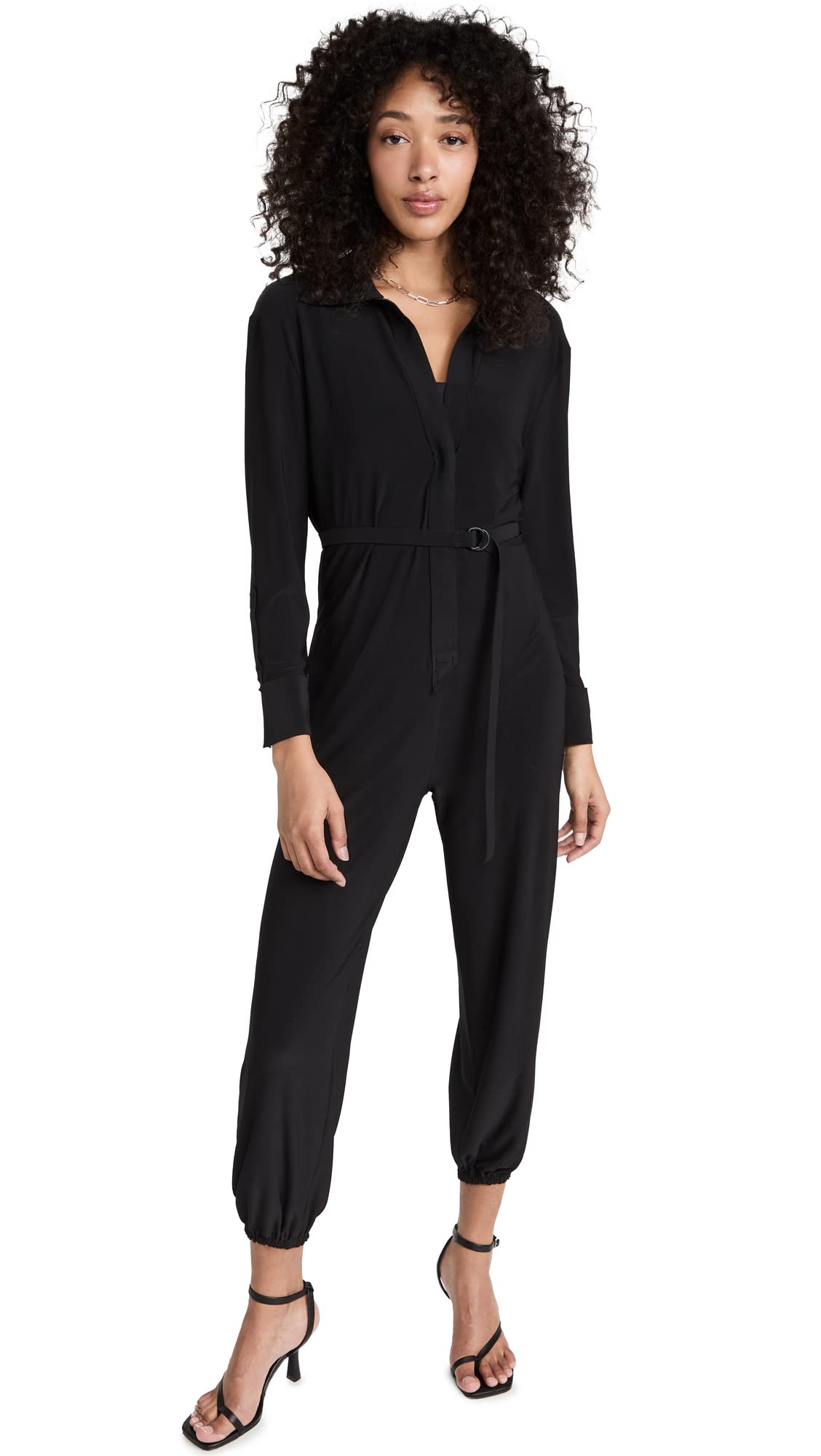 Norma Kamali Women's Jog Jumpsuit - Comfortable Shirt-Style Jumpsuit for Casual Wear, Lounge & Travel | Fashionable One-Piece Outfit