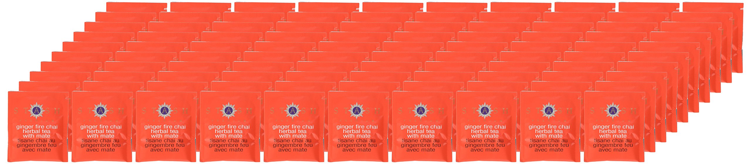Stash Tea Ginger Fire Chai Herbal Tea - Caffeinated, Non-GMO, Premium Loose Leaf Tea Bags (100 Count Bulk) | Perfect for Morning Energy Boost & Afternoon Relaxation