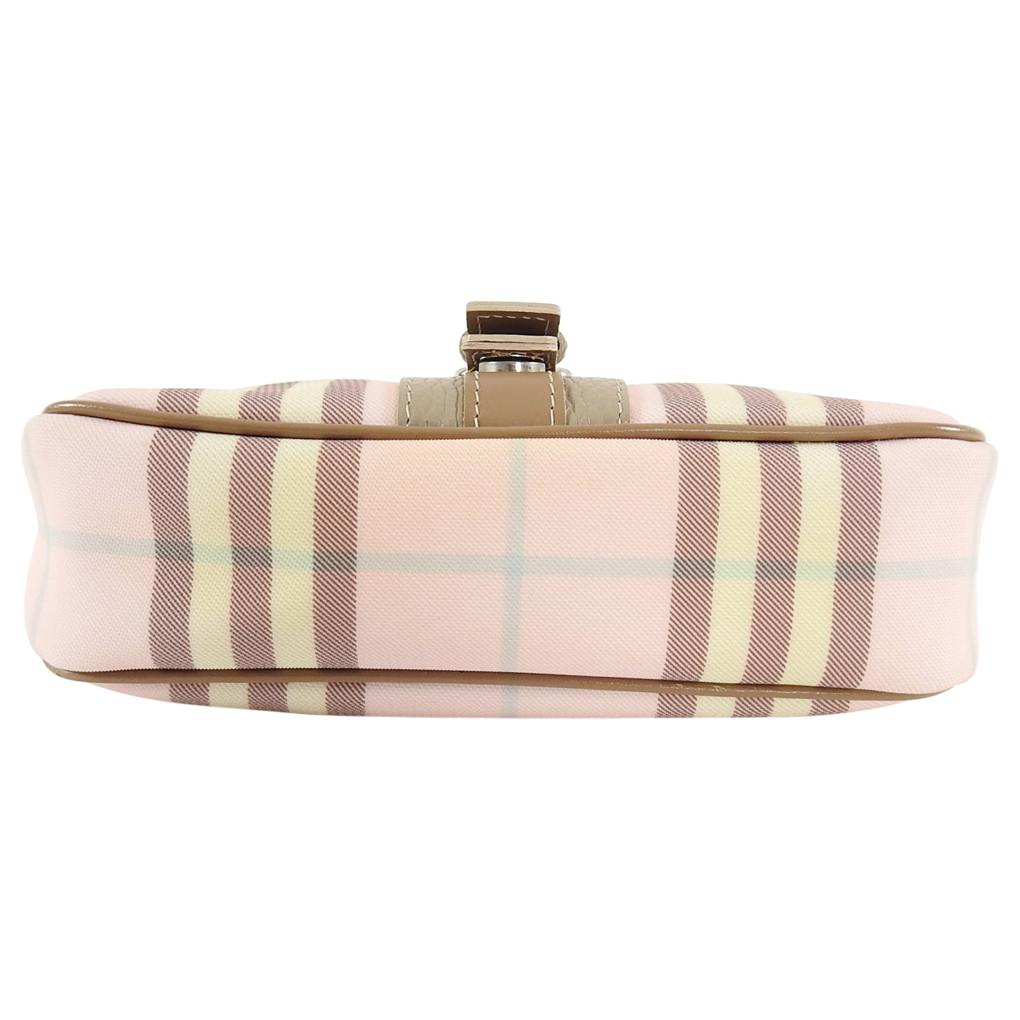 Burberry London Pink Coated Canvas Nova Check Mini Baguette Bag for Women | Luxury Designer Crossbody Purse | Perfect for Date Night, Parties & Everyday Use