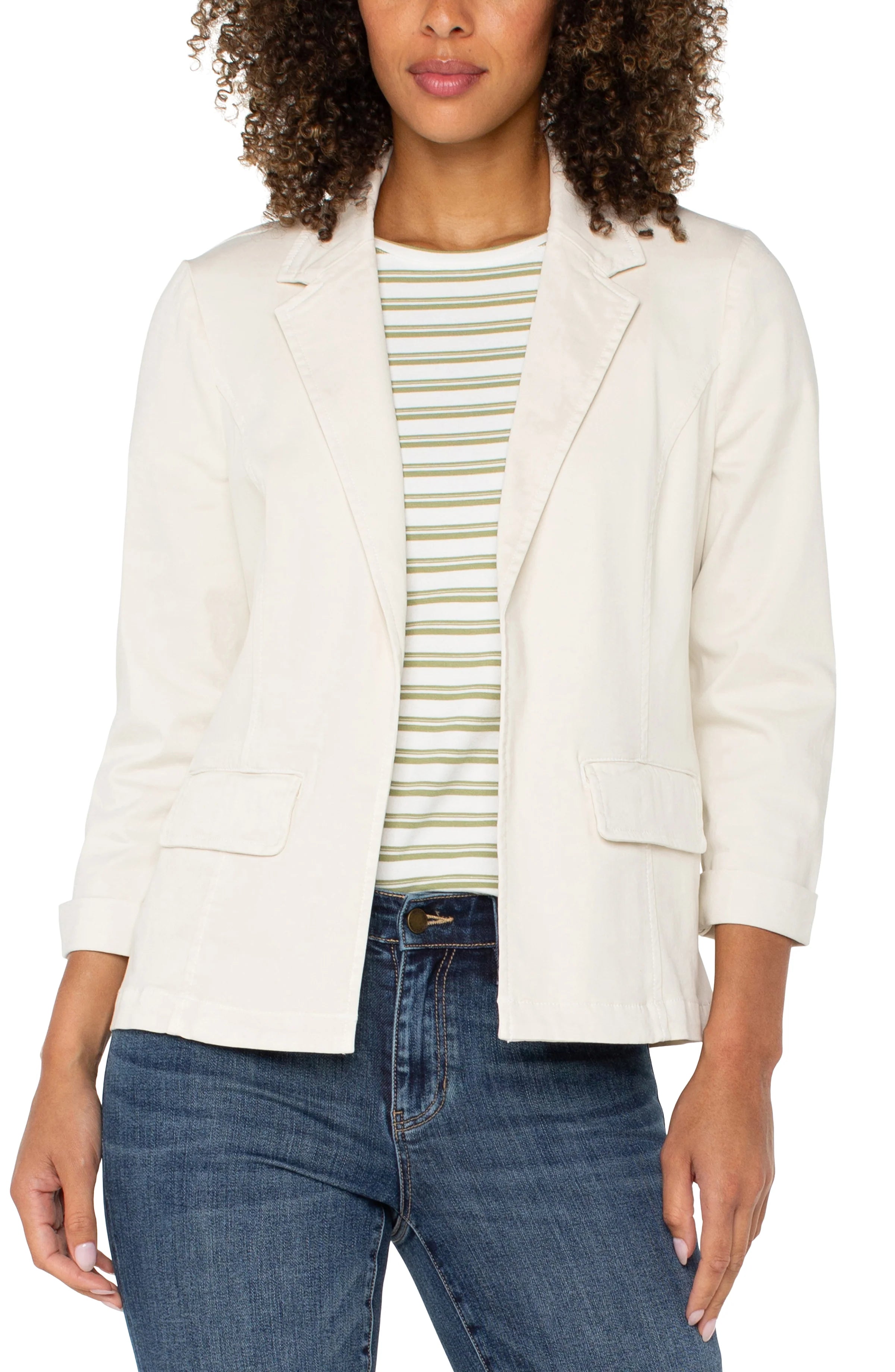Women's Slim Fit Blazer in Bone Color - Elegant Tailored Jacket for Office, Business, and Formal Occasions