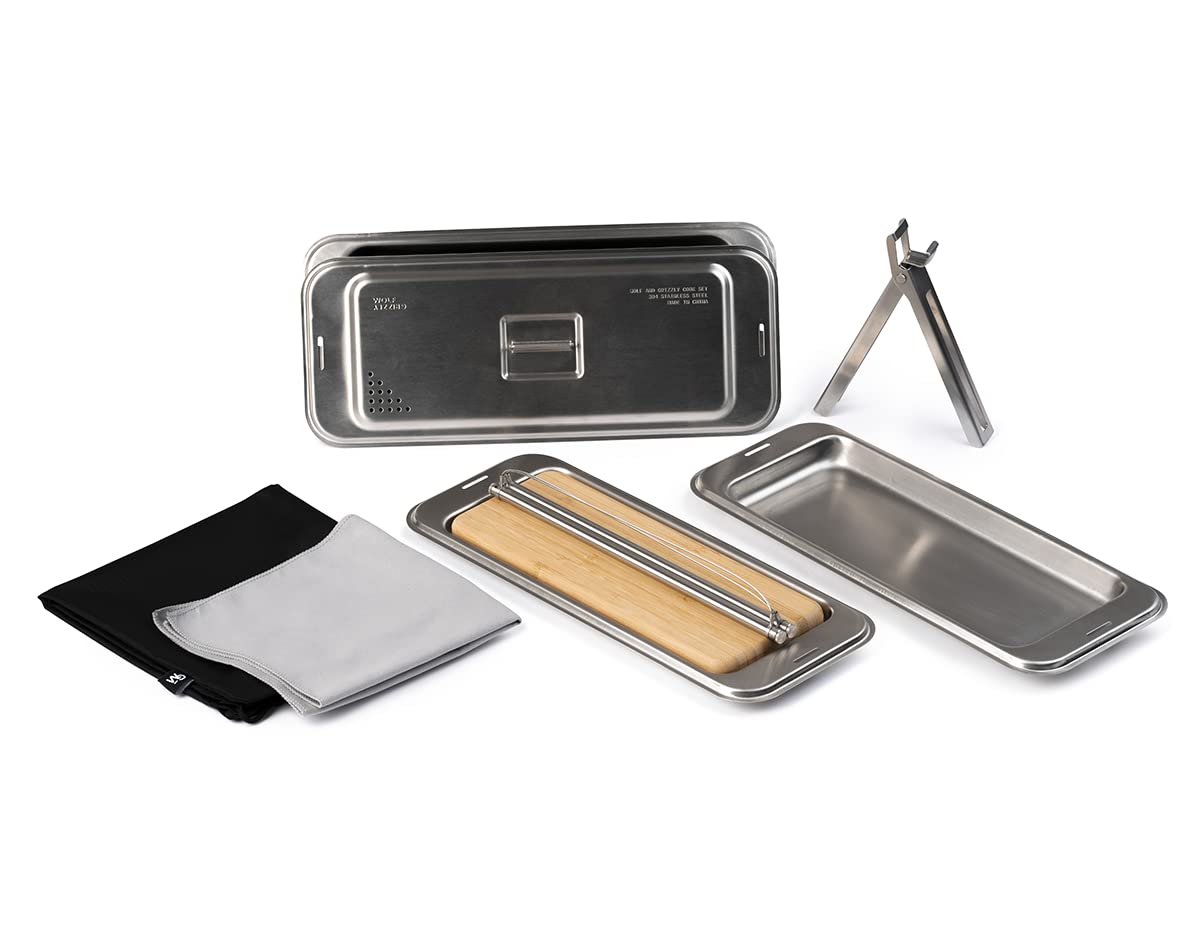 Wolf Grizzly Camp Cook Set - Premium Stainless Steel Open Fire Cookware for Camping, Backpacking & Outdoor Adventures | Durable Campfire Cooking Gear for Hiking, Picnics & Survival Trips