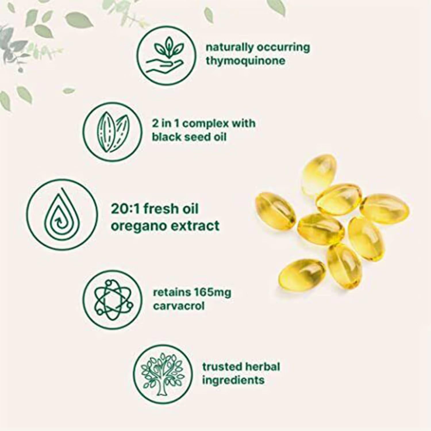 Premium Oil of Oregano Softgels 300 Count - Natural Oregano Oil Supplement with Black Seed Oil for Immune Support & Digestive Health - Perfect for Travel, Daily Wellness & Immune Boosting