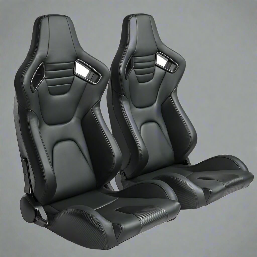 2PCS Universal Adjustable Racing Seats - PVC Leather Bucket Style for Cars & Trucks | High-Performance Sports Car & Off-Road Vehicle Seats | Perfect for Racing, Drifting & Daily Driving
