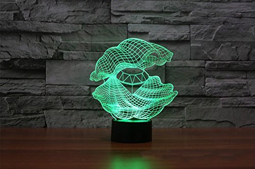 3D Abstract Diamond Shell Night Light - Touch Switch LED Table Lamp with 7 Color Changing Modes for Home, Desk, Kids Room Decor - Perfect for Christmas, Birthday Gifts & Optical Illusion Lighting Effects