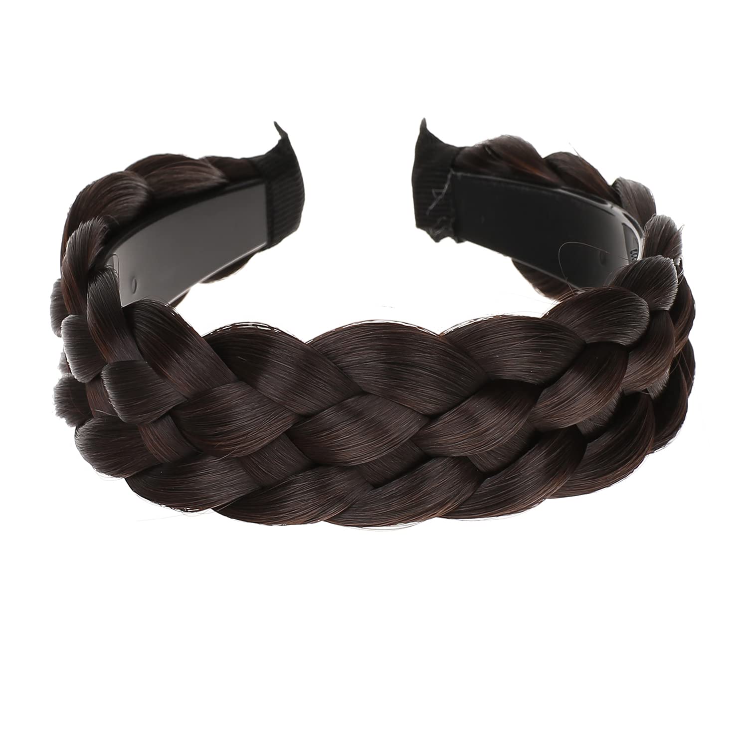 Vowyore 5 Strands Synthetic Hair Braided Headband - Classic Chunky Wide Plaited Hair Hoop with Teeth for Women & Girls | Perfect for Weddings, Parties & Everyday Styling