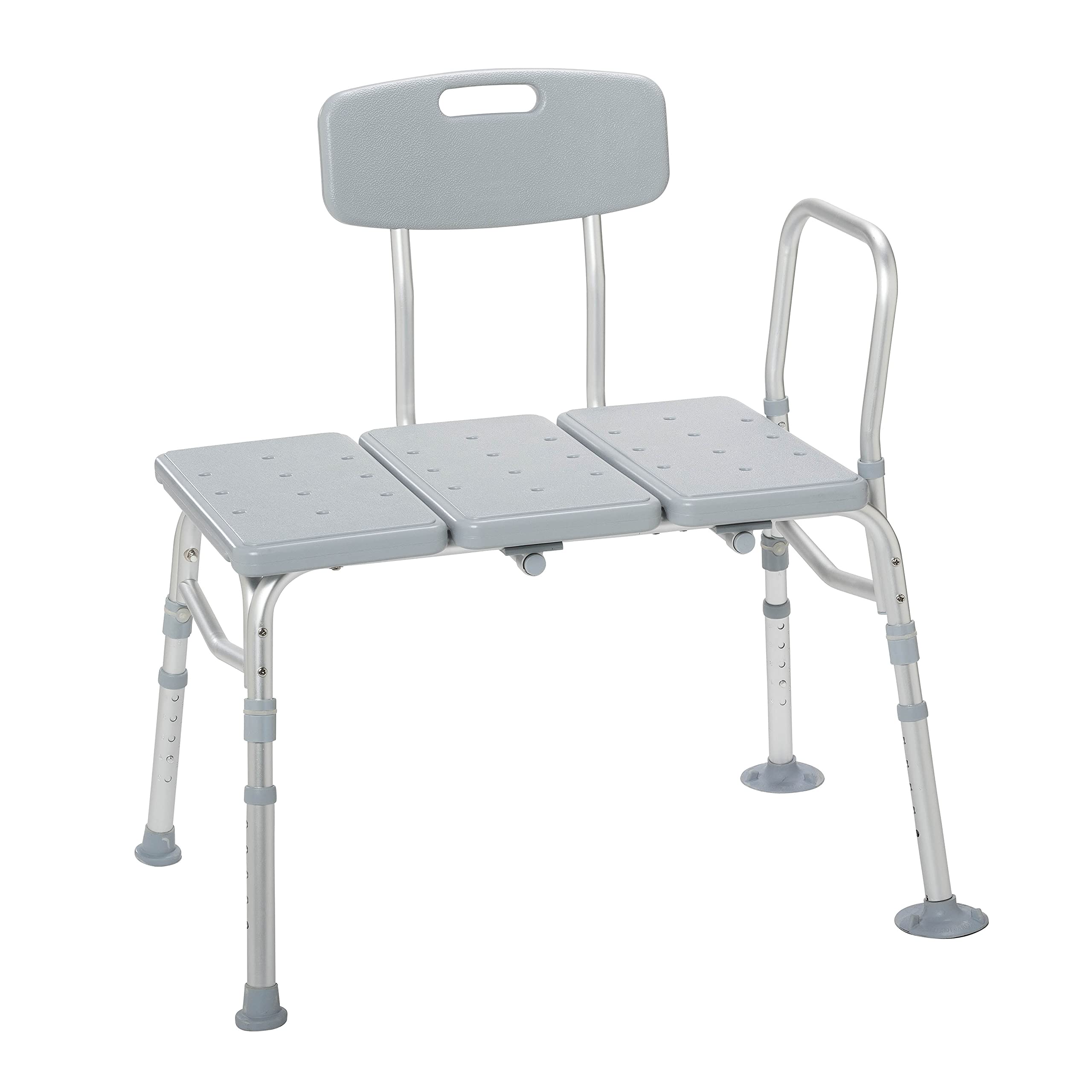 Drive Medical 12011KD-1 Adjustable Height Bathtub Transfer Bench & 11148-1 Folding Steel Bedside Commode Chair - Shower Safety and Portable Toilet Solution for Elderly, Disabled, and Post-Surgery Care at Home