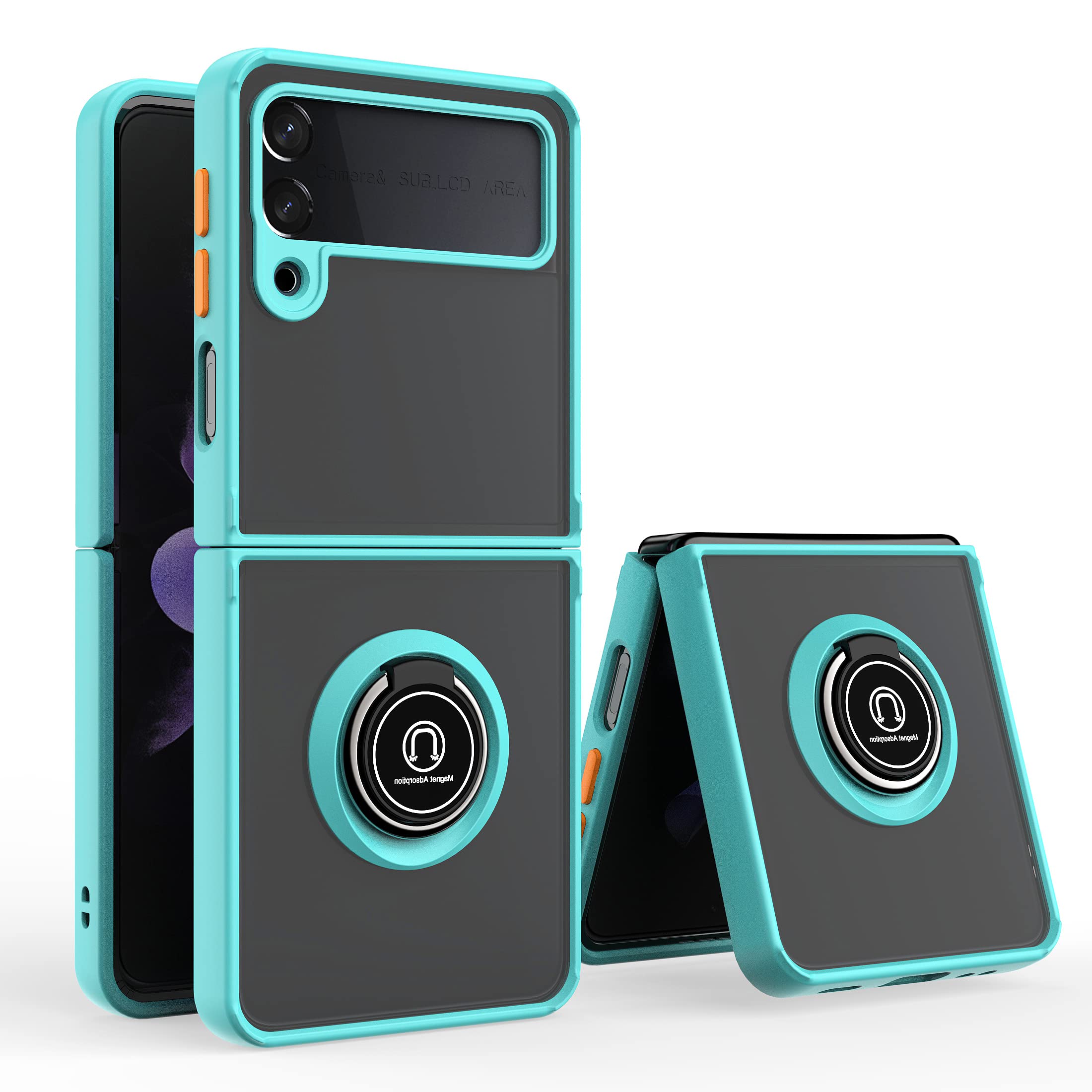 Samsung Galaxy Z Flip 3 5G Case (2021) - 360° Rotating Ring Kickstand, Shockproof Protective Bumper Cover | Perfect for Everyday Use, Travel & Outdoor Activities