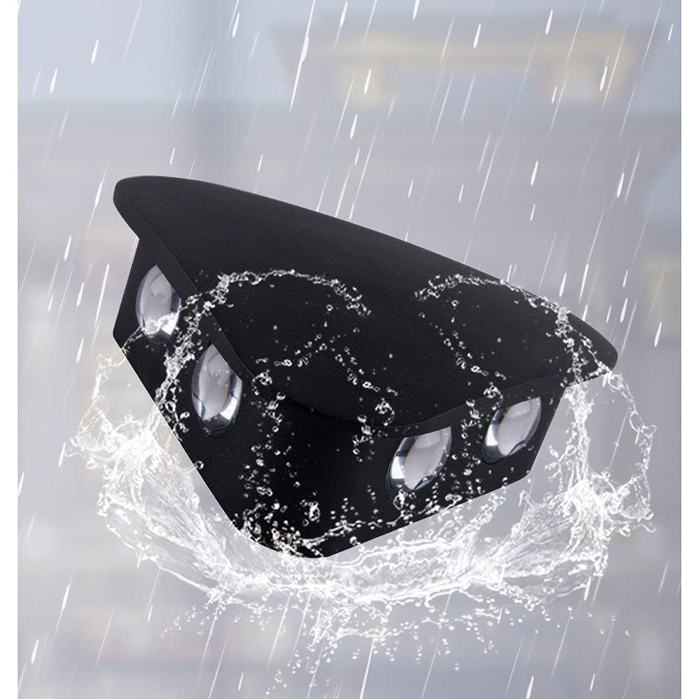 Modern Black Aluminum Outdoor Wall Sconce - Triangle Design Up/Down Lighting 3000K Warm White - Perfect for Villa, Deck, Garden & Exterior Lighting