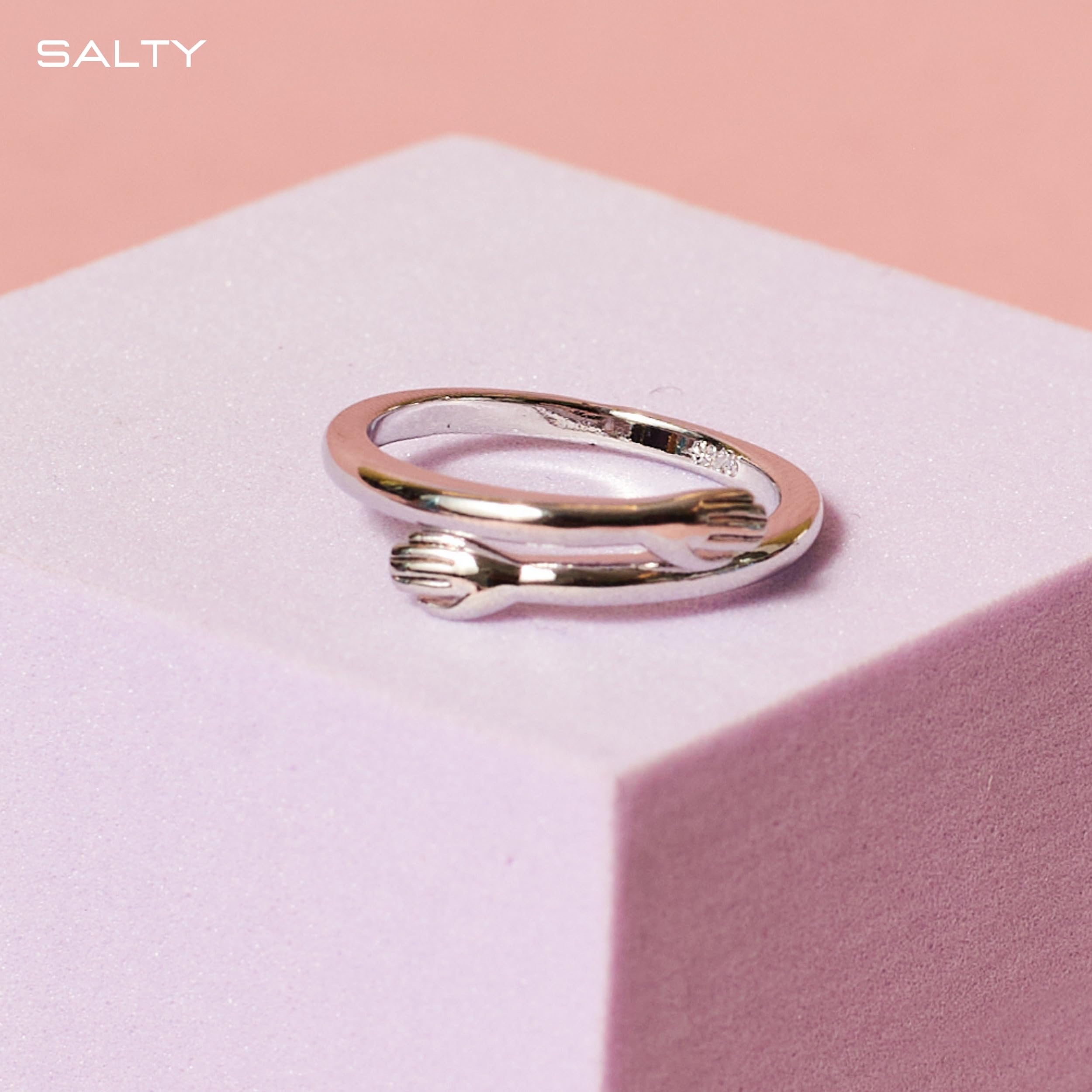 Stylish Adjustable Stainless Steel Promise Hug Ring for Women & Girls - Modern Cute Design, Perfect for Diwali, Birthday & Everyday Wear - Ideal Gift for All Occasions