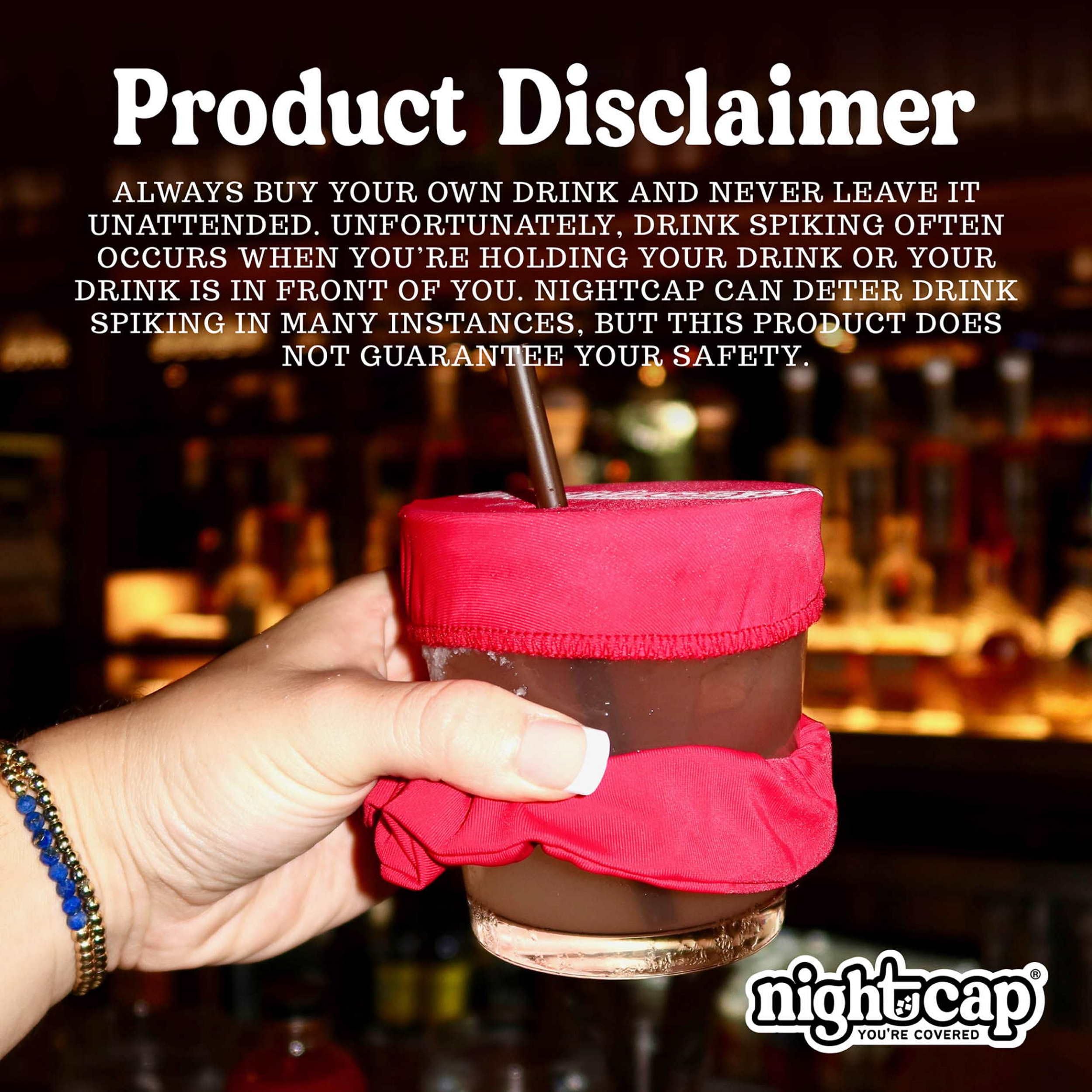 Nightcap Drink Cover Scrunchie 4 Pack – Reusable Hair Tie & Wristband for Drink Safety, As Seen on Shark Tank & TikTok – Pink – Sanitary Pocket Design – Perfect for Bars, Parties, Travel & Outdoor Events