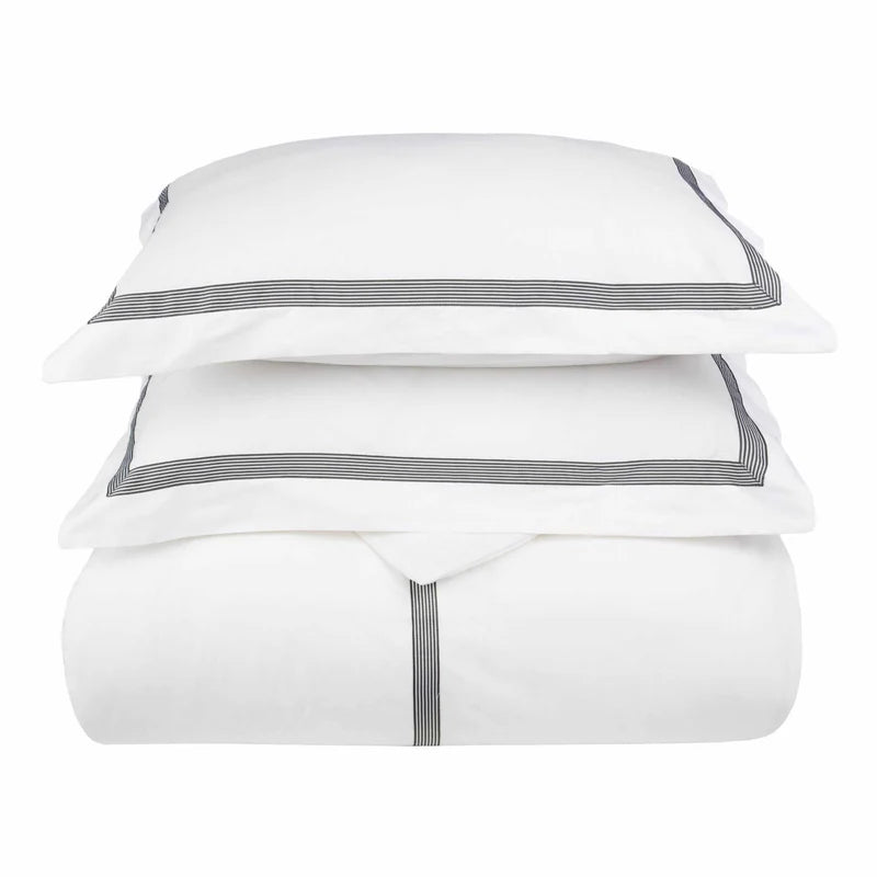 Premium Miller Cotton Embroidered 3-Piece Duvet Cover Set - Soft & Breathable Bedding for Master Bedroom, Guest Room & Dorm Decor