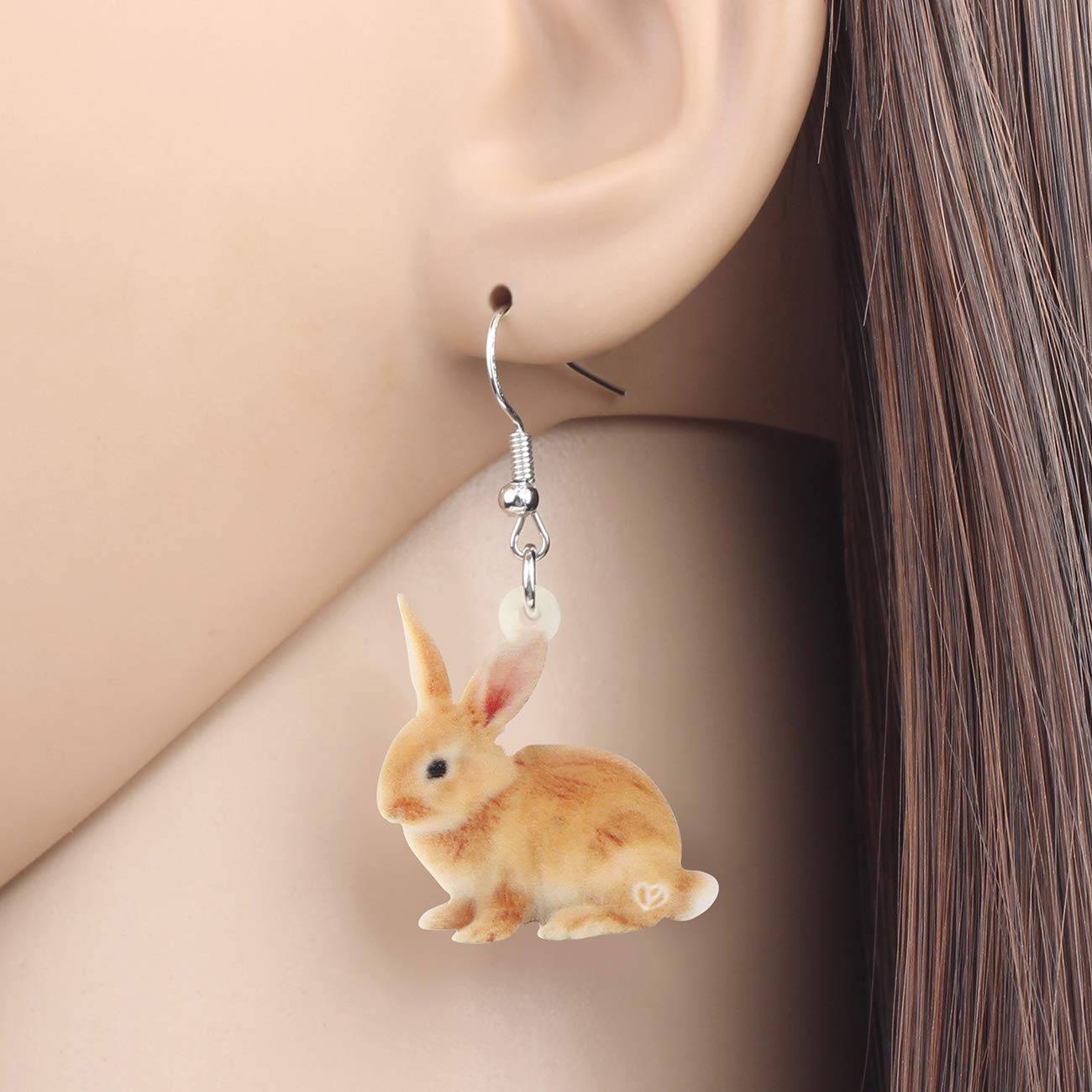 DOWAY Acrylic Easter Bunny Rabbit Earrings - Cute Drop Dangle Jewelry Gifts for Women, Girls - Funny Party Accessories & Easter Basket Decorations (Perfect for Easter Celebrations, Spring Parties & Gift Giving)