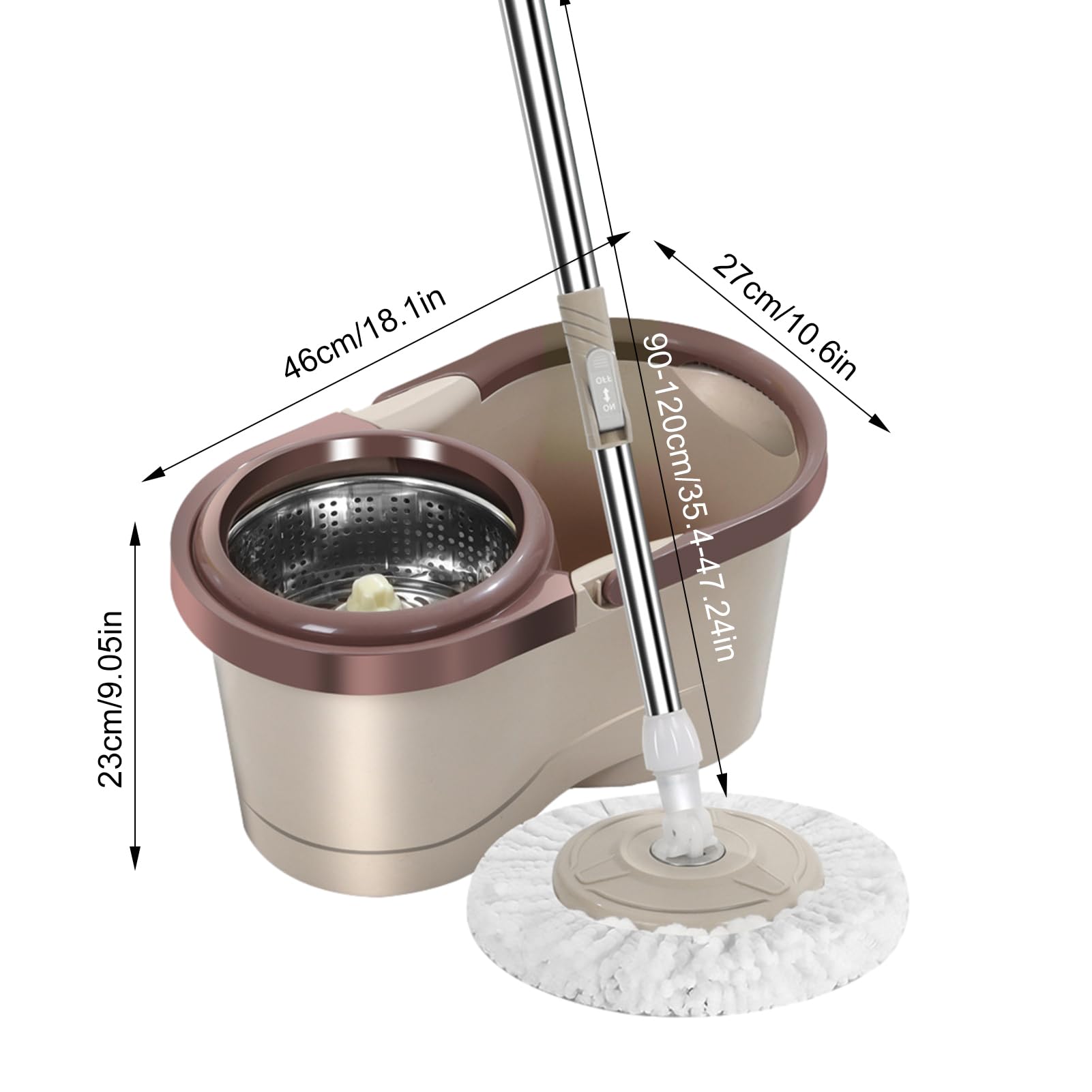1 Set Rotating Spin Mop with Bucket - Automatic Floor Cleaning Mop with Microfiber Heads, Self-Wringing System for Home, Kitchen, Bathroom & Hardwood Floors