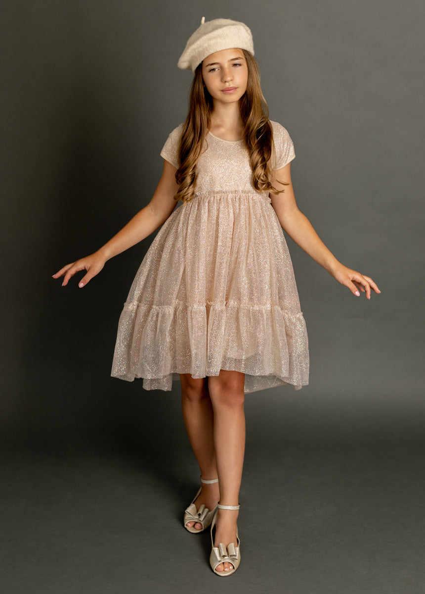 Andra Champagne Bridesmaid Dress - Elegant A-Line Formal Gown for Weddings, Prom & Special Occasions