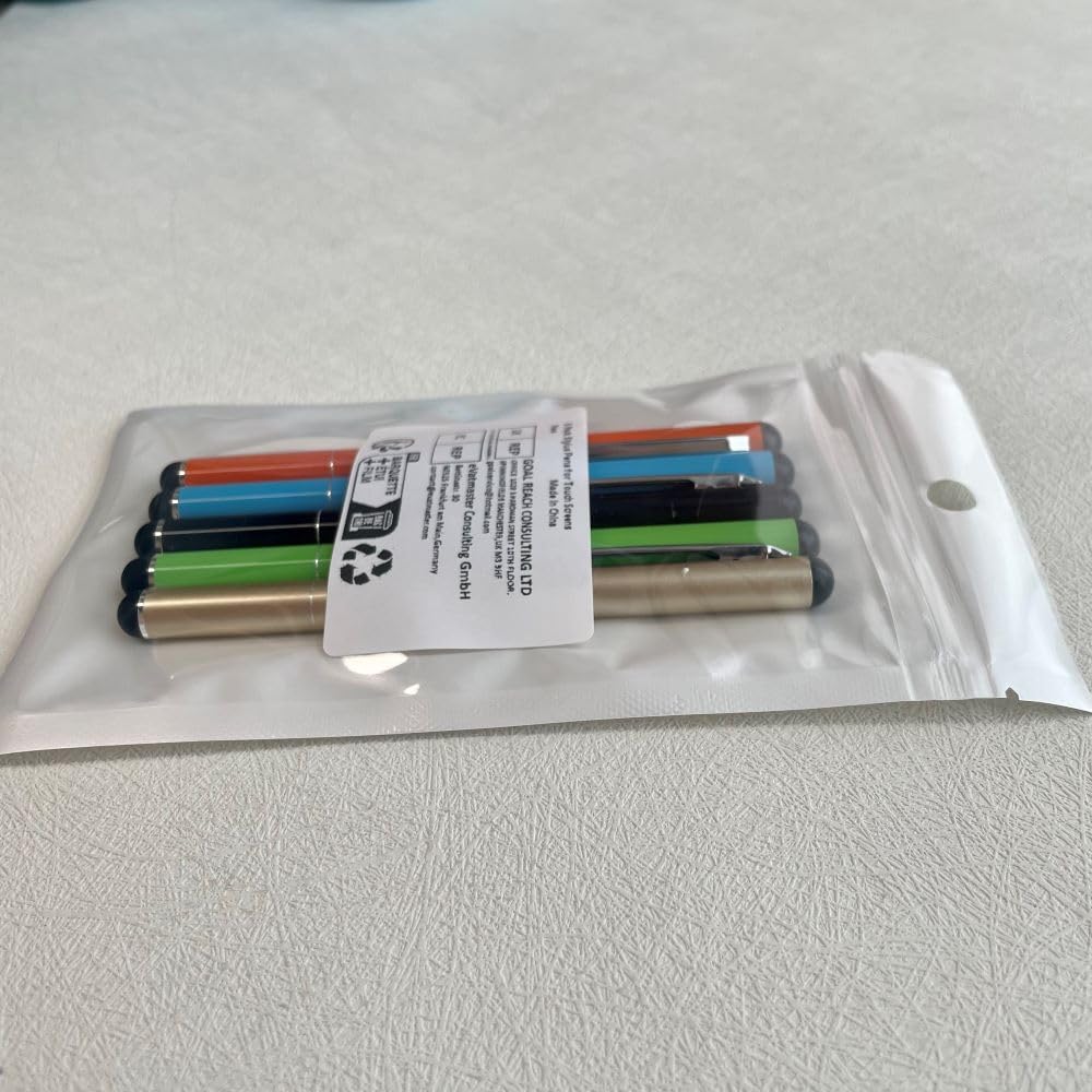 5 Pack Universal Stylus Pens for Touch Screens - Compatible with iPhone, iPad Pro, Air, Mini & Samsung Galaxy - 5 Color Options - Perfect for Drawing, Note-Taking & Digital Signatures