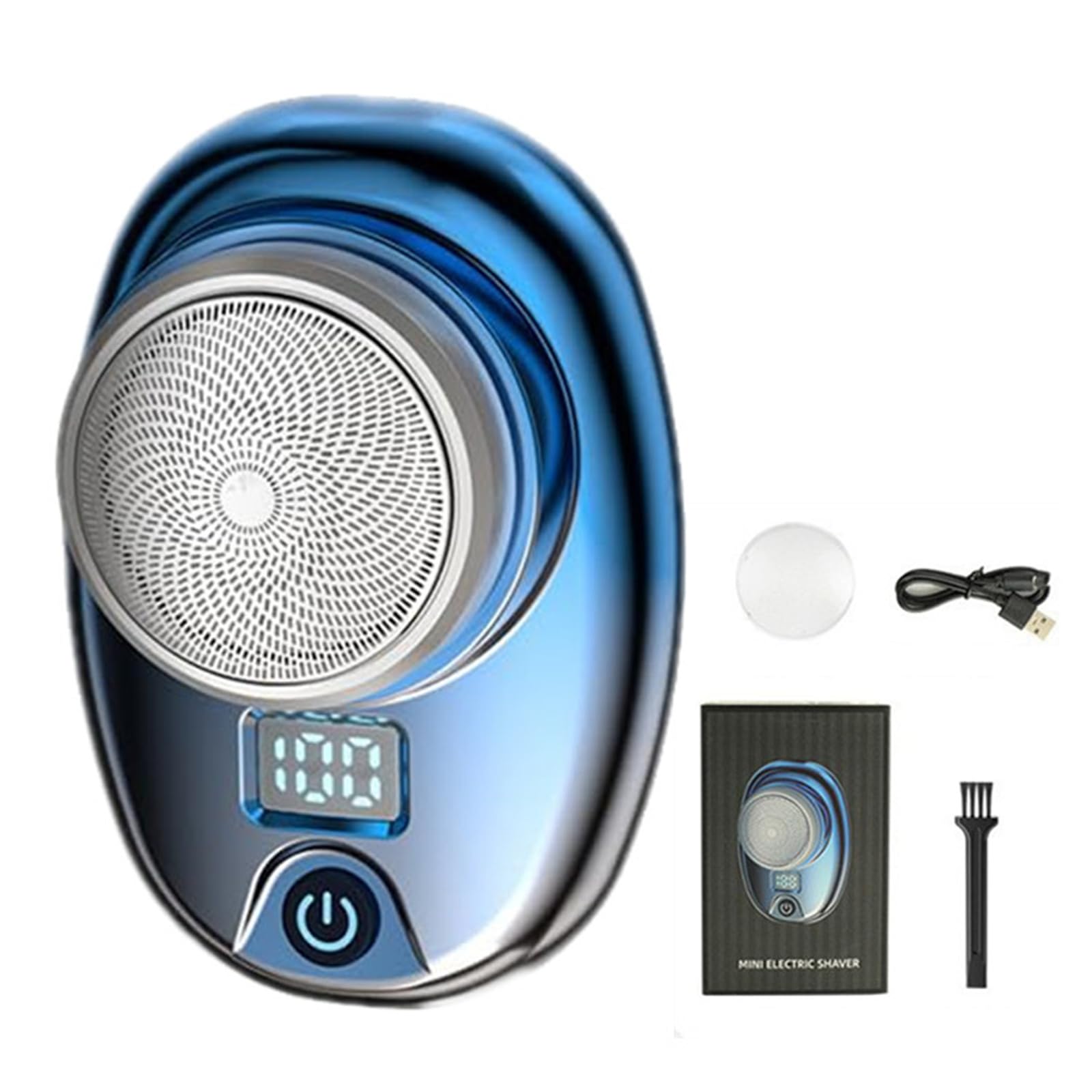 Berbiget Mini Electric Shaver for Men - Waterproof Wet/Dry Rechargeable Shaver with Washable Head, Portable Travel Razor for Face & Body Grooming (Blue) - Perfect for Home, Travel & Gym Use