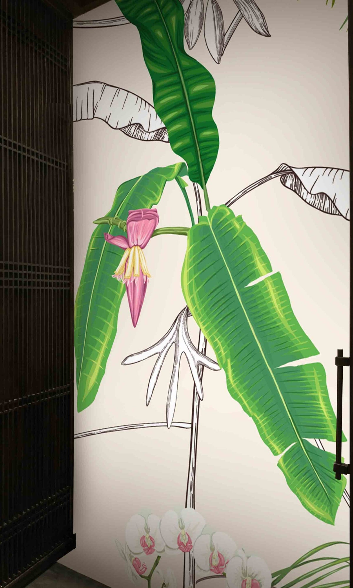 Vibrant Botanical Flowers Wallpaper M1409 - Peel and Stick Removable Wallpaper for Bedroom, Living Room, and Office Decor