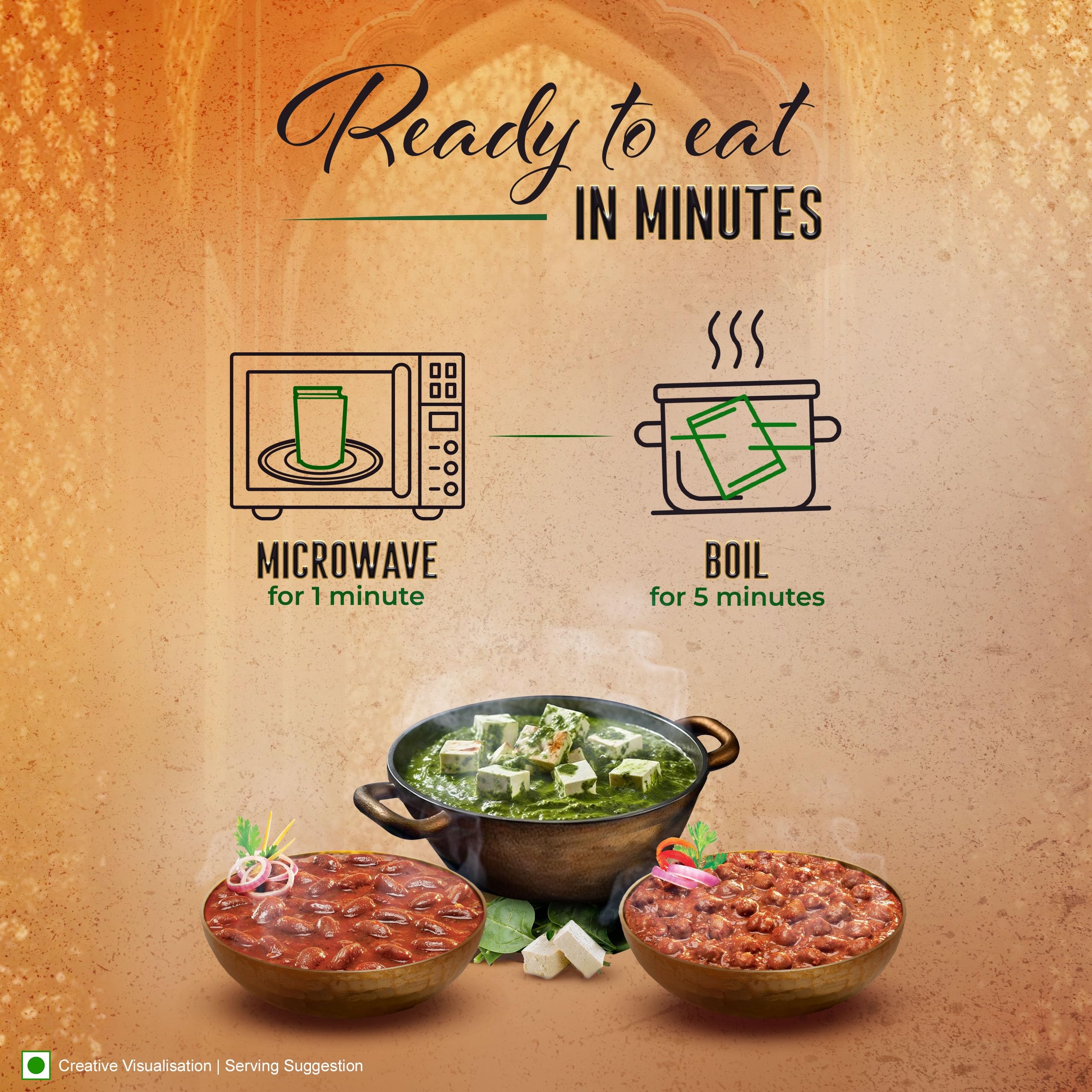 Kitchens of India Ready To Eat Combo Pack - Rajma Masala, Pindi Chana & Palak Paneer (10oz Each, Pack of 3) | Authentic Vegetarian Indian Cuisine | Gluten-Free | Perfect for Quick Meals, Office Lunches & Camping Trips