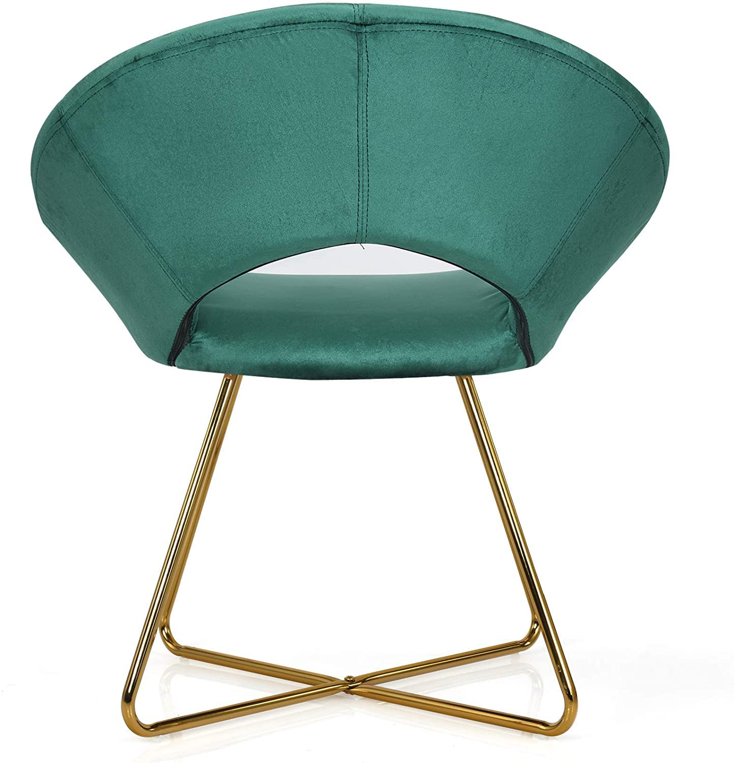 Mid-Century Velvet Accent Chair with Metal Legs - Green Upholstered Vanity Desk Chair for Living Room, Bedroom & Home Office - Golden Finished Modern Sofa Armchair (Set of 2) | Perfect for Reading Nooks, Lounge Areas & Stylish Workspaces
