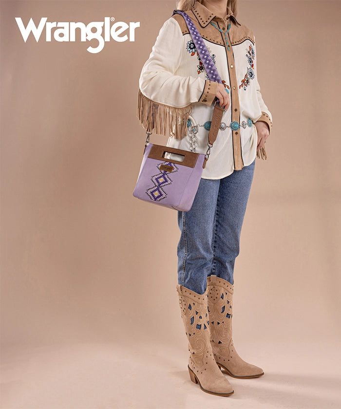Wrangler Aztec Embroidered Crossbody Bag for Women - Stylish Boho Purse with Adjustable Strap, Perfect for Travel, Shopping & Daily Use