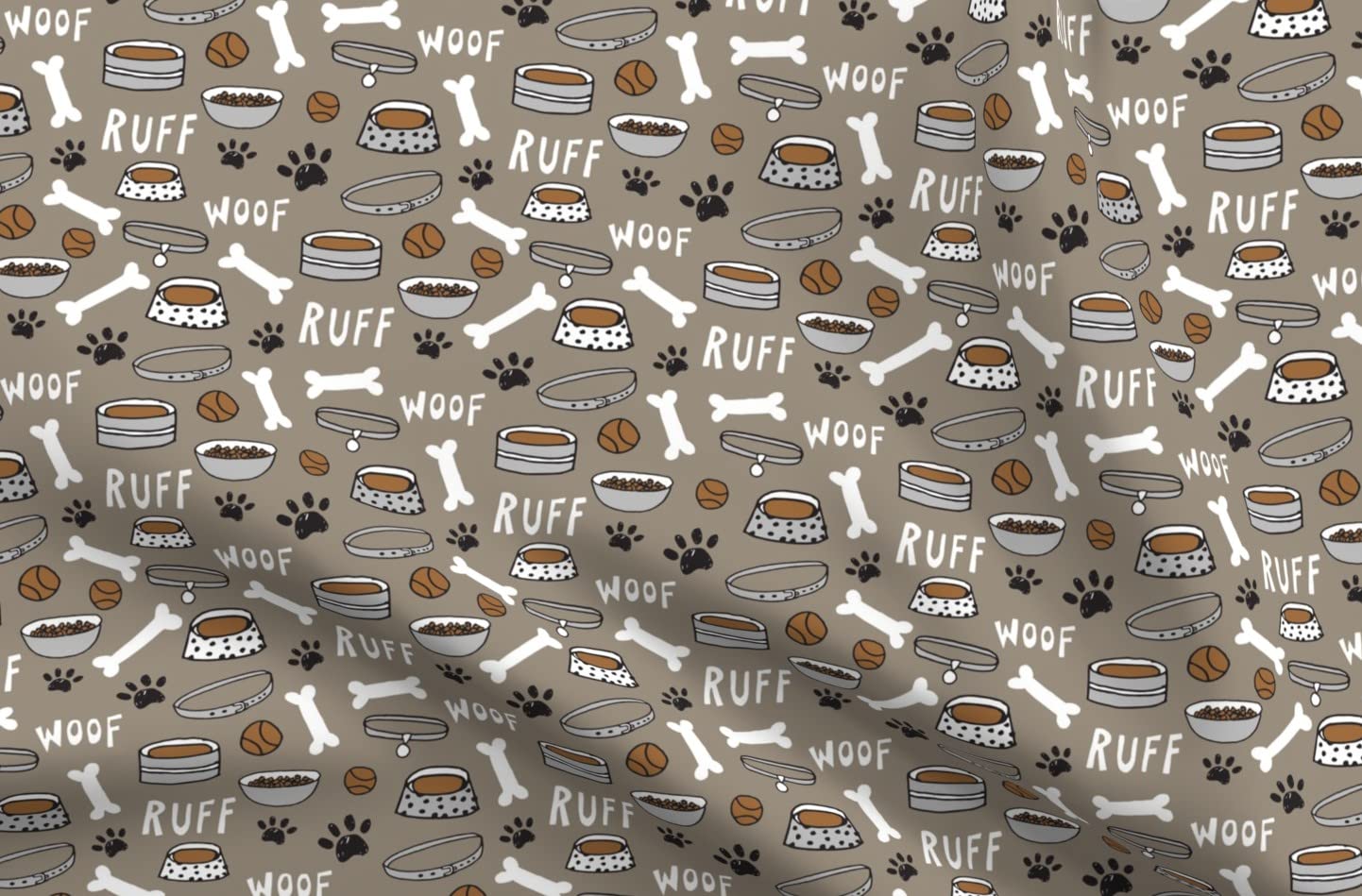 Cute Dog Bone Paw Print Pet Illustration Fabric - Soft Minky Material for Sewing Baby Blankets, Quilt Backing & Plush Toys | Perfect for Pet Lovers & DIY Craft Projects