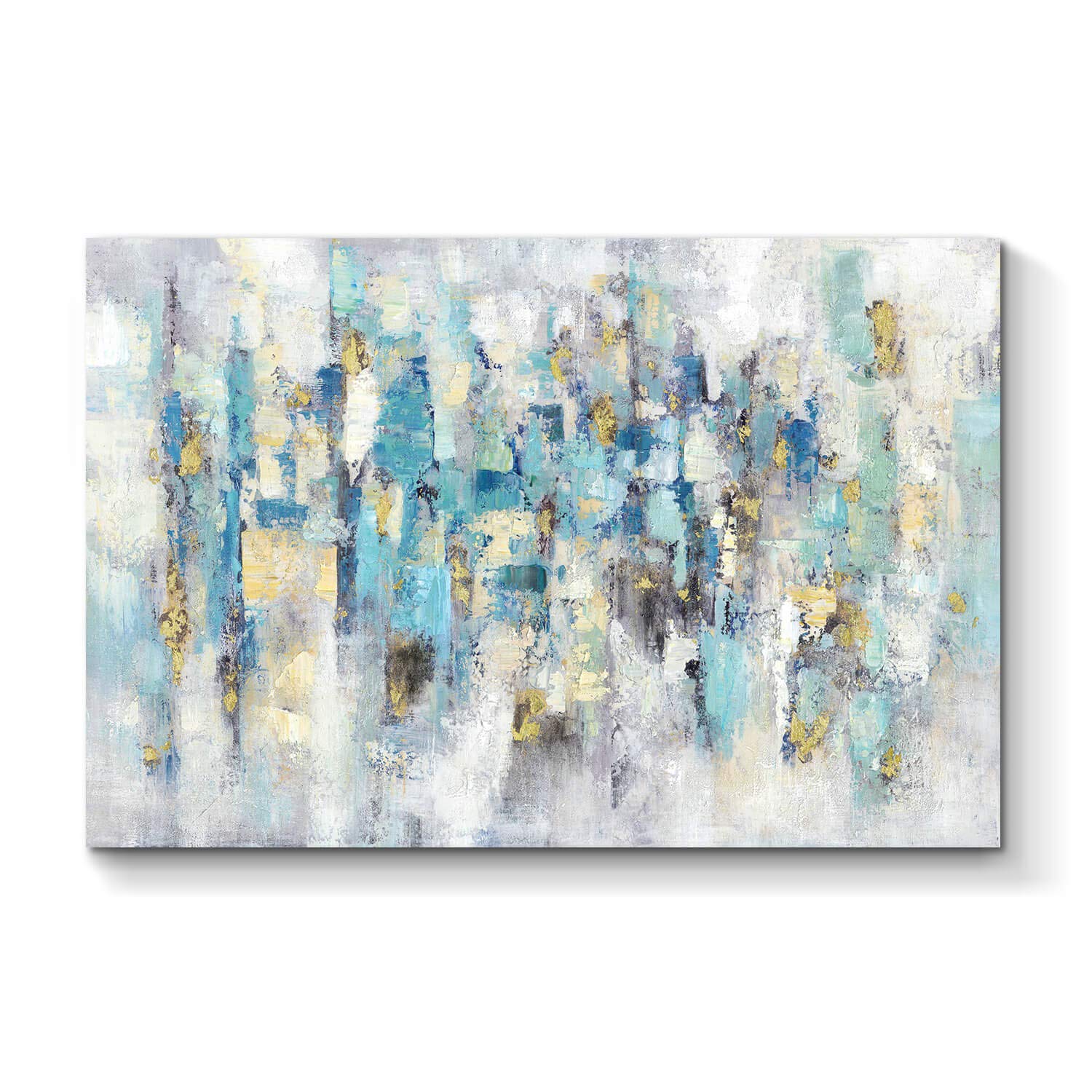 Abstract Modern Blue Canvas Wall Art Painting - Large 45x30 Inch Home & Office Decor for Living Room, Bedroom, Dining Area - Premium Stretched Ready to Hang Artwork (Multiple Sizes Available)
