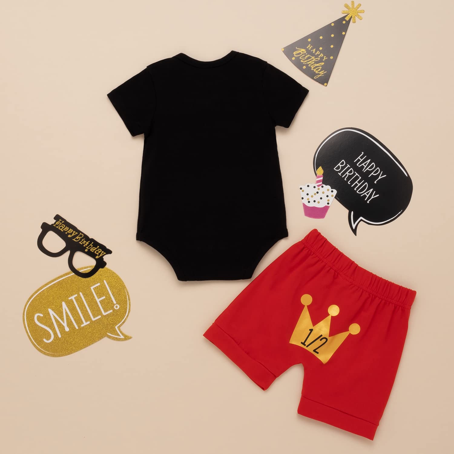 Baby Boy's 1/2 First Birthday Outfit - Newborn Halfway to One Pants Set | 1st Cinco De Mayo & Uno Birthday Clothes - Perfect for Photo Shoots, Celebrations & Special Occasions