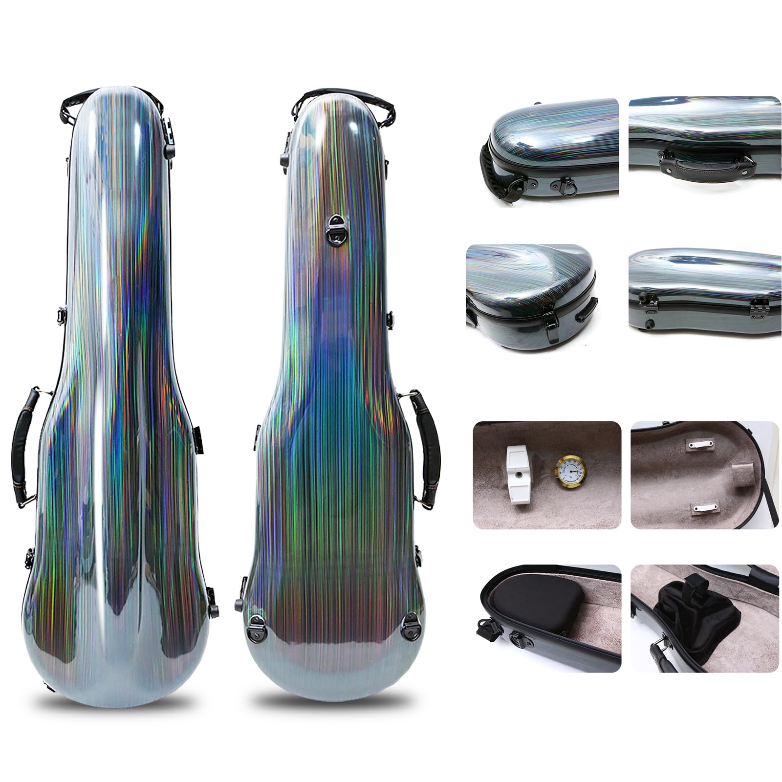 Premium Carbon Fiber Violin Case 4/4 Full Size - Lightweight & Durable Protection with Colorful Back Strap | Perfect for Professional Musicians & Travel