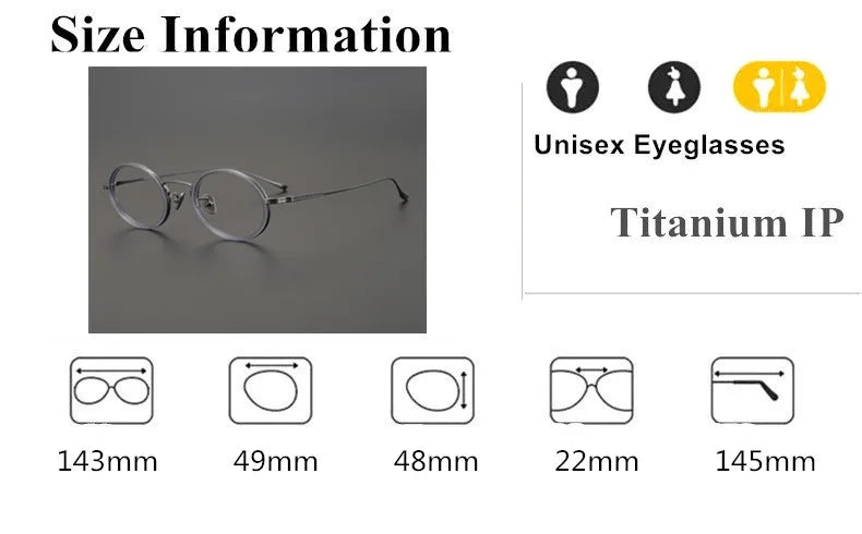 Aimee Unisex Full Rim Round Oval Titanium Eyeglasses 1061 - Lightweight & Durable Titanium Frame for Men & Women - Perfect for Reading, Work, and Everyday Fashion