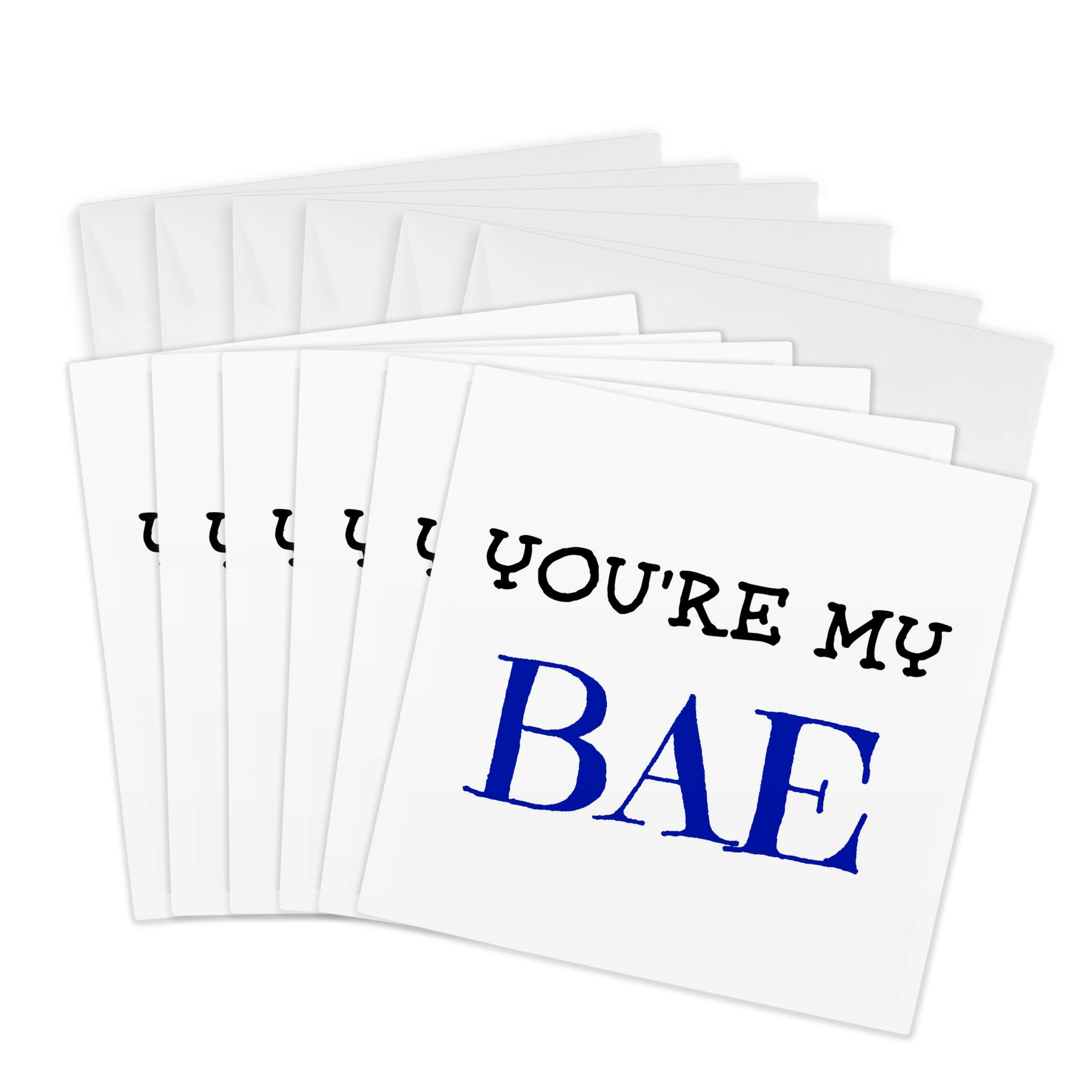 3dRose Funny Greeting Cards - 'You're My Bae' Black & Red Lettering on White - 6 Pack - Xander Humorous Quotes - Perfect for Anniversaries, Birthdays & Valentine's Day Gifts
