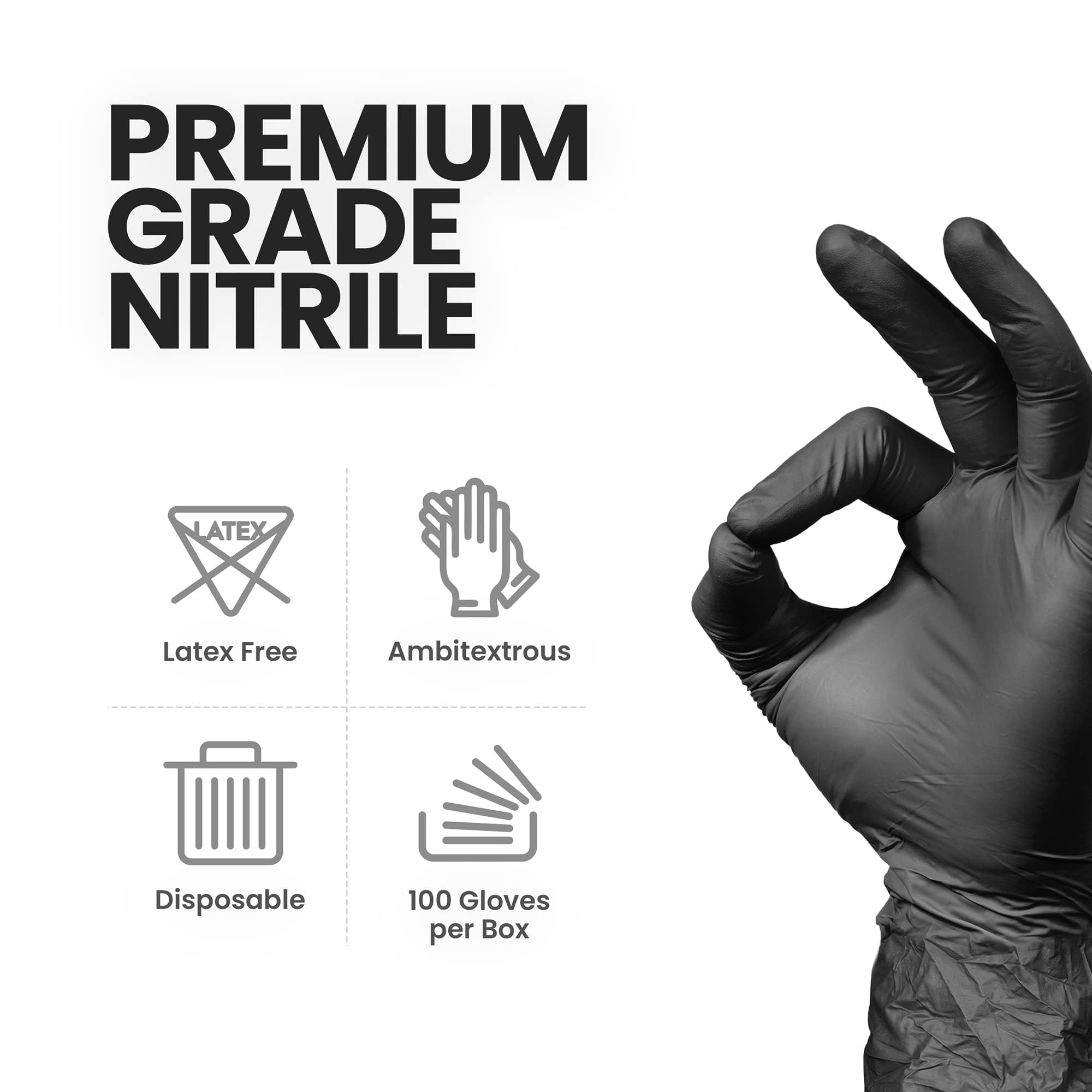 Heavy Duty Black Nitrile Gloves - 6 Mil Thick, Powder-Free, Latex-Free for Tattoo Artists, Cleaning, Cooking, Automotive & Medical Use - Ideal for Salon, Kitchen, Garage & Healthcare Professionals