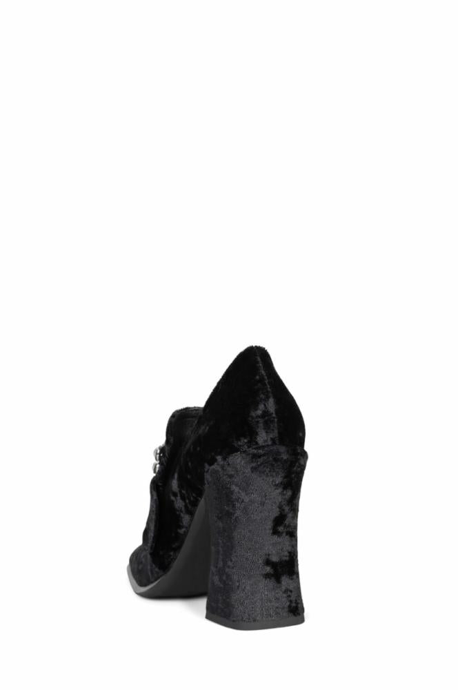 Jeffrey Campbell Women's Nostalgia Black Leather Platform Boots - Chunky Heel Ankle Booties for Casual Outfits & Night Out