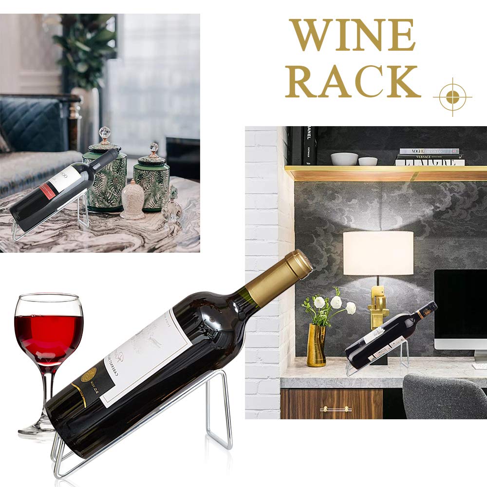 Premium Stainless Steel Wine Rack Set of 6 - Modern Single Bottle Holder for Kitchen, Bar & Dining Room - Elegant Wine Storage Solution for Wine Enthusiasts & Home Entertaining