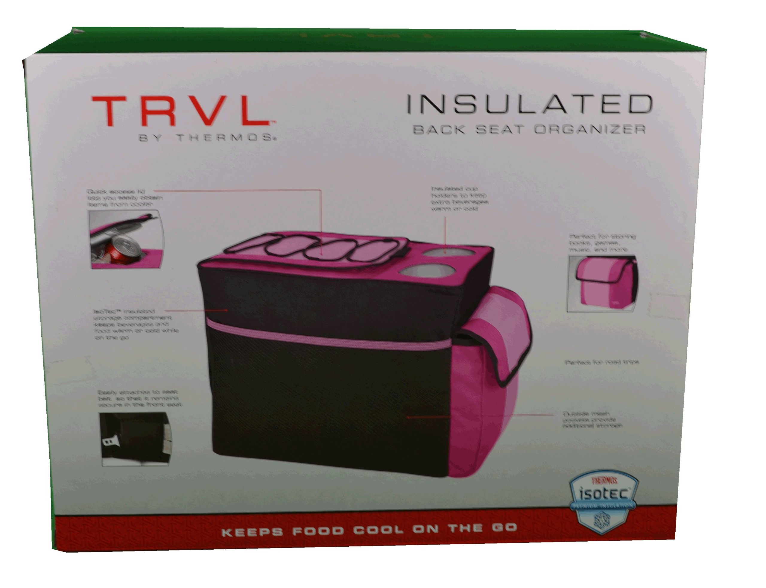 Insulated Cooler Bag for Car Back Seat Organizer - Pink | Perfect for Picnics, Road Trips & Grocery Storage