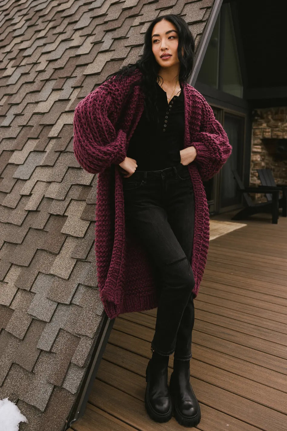 Marlee Long Cardigan in Purple - Soft & Stylish Women's Cardigan Sweater for Fall & Winter | Perfect for Layering, Office Wear & Casual Outfits