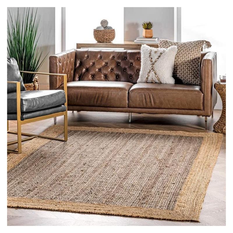 Handwoven Indian Jute Area Rug - Natural Bohemian Boho Rug 4x6 Feet - Eco-Friendly Black Rectangle Rug by BALAJIARTCRAFTS - Perfect for Living Room, Bedroom, or Home Decor