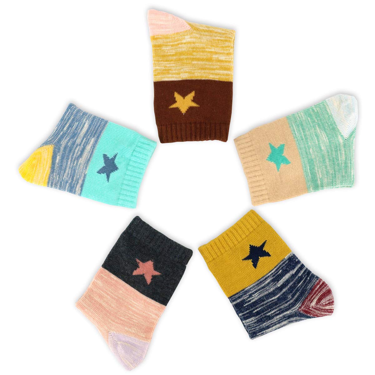 Boys Cotton Crew Socks 5-Pack - Soft Kids Socks for School, Sports & Everyday Wear | Breathable & Comfortable Toddler Socks