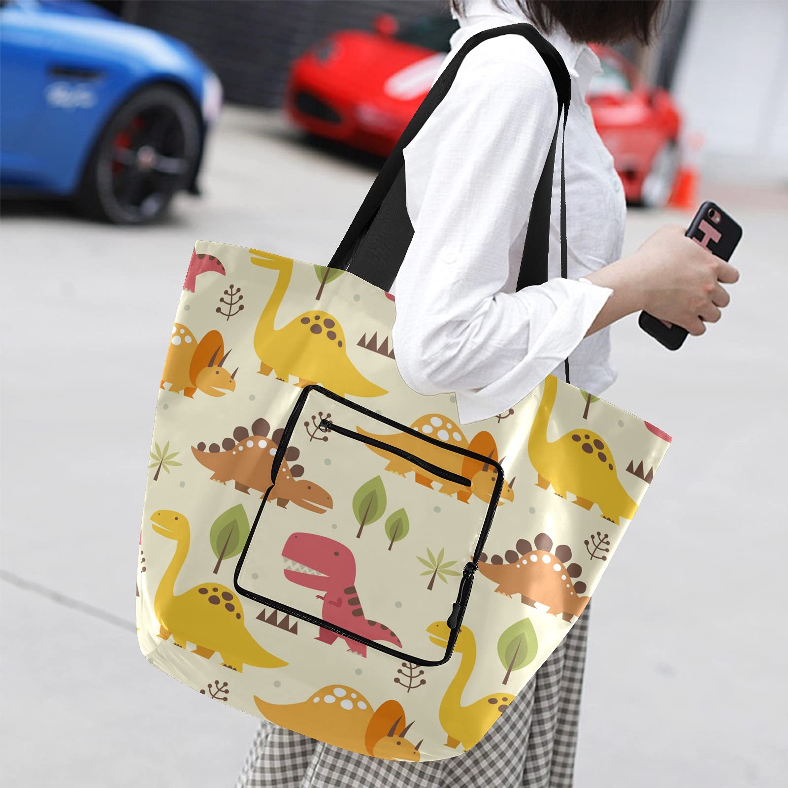 Foldable Waterproof Tote Bag for Women - Reusable Grocery Shopping Bag, Beach Bag & Work Handbag - Perfect for Travel, Grocery Shopping & Daily Commute