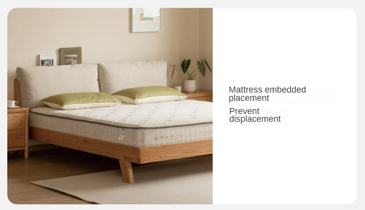 Solid Oak Wood Soft Bed Frame - Queen Size, Sturdy & Comfortable for Master Bedroom or Guest Room