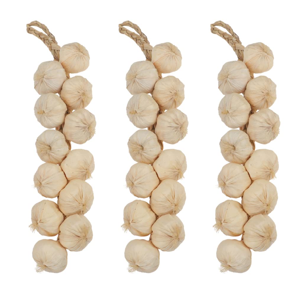 3pcs Fake Garlic Hanging String Decor - Cabilock Fall Garden Pendant Ornament for Kitchen Photography, Cognitive Sample & Vegetable Plants Decoration | Perfect for Autumn Home Decor, Farmhouse Style Kitchens, and Photography Props
