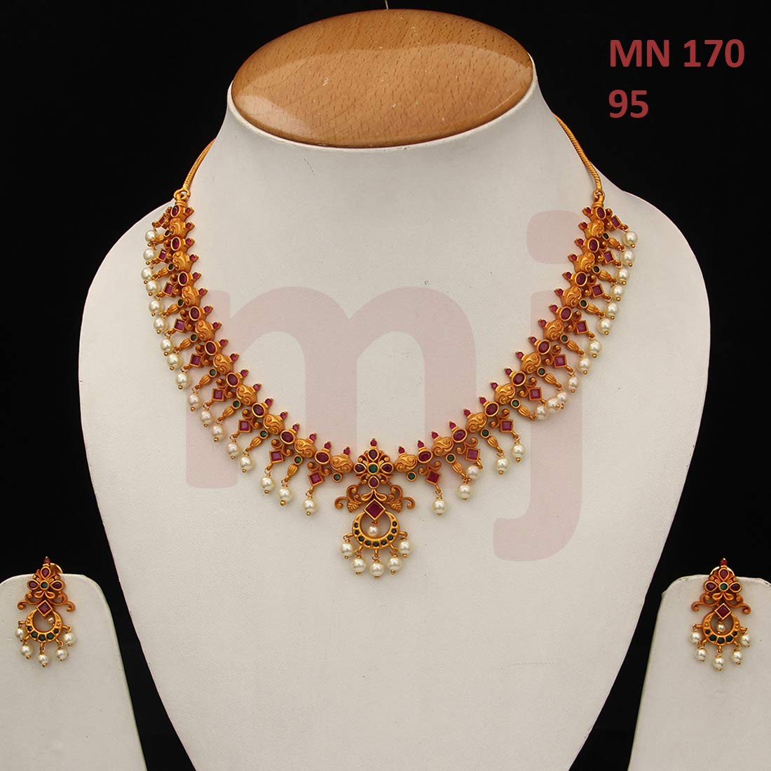 Antique Gold Plated Choker Necklace Set with Jhumki Earrings & Cubic Zircon Studs - Elegant Wedding Jewelry for Women & Girls | Perfect for Bridal, Party & Special Occasions