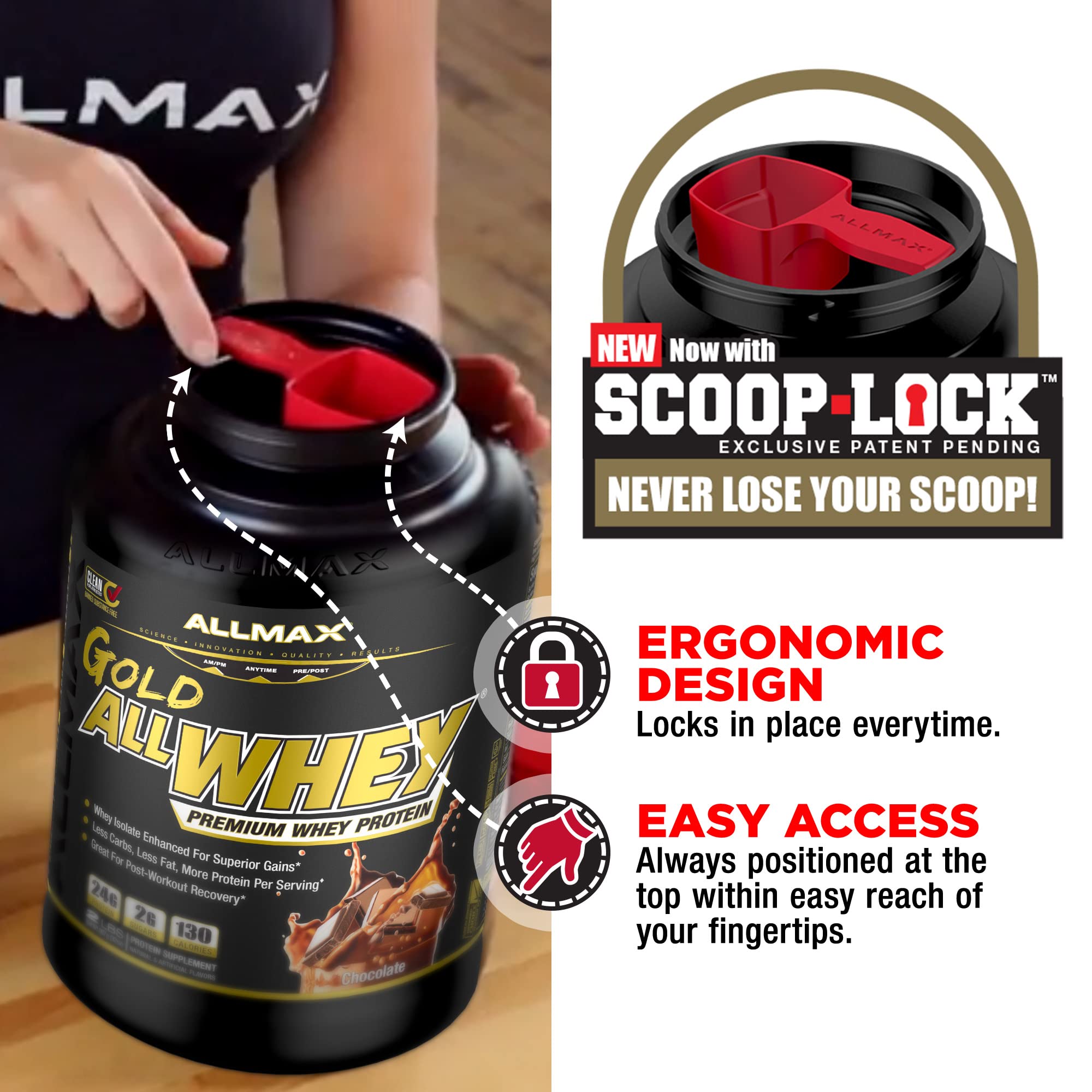 ALLMAX Nutrition Gold ALLWHEY Whey Protein Powder - French Vanilla Flavor, 2 lb (24g Protein Per Scoop) | Gluten Free, Low Carb & Low Sugar | 30 Servings | Ideal for Post-Workout Recovery & Muscle Building